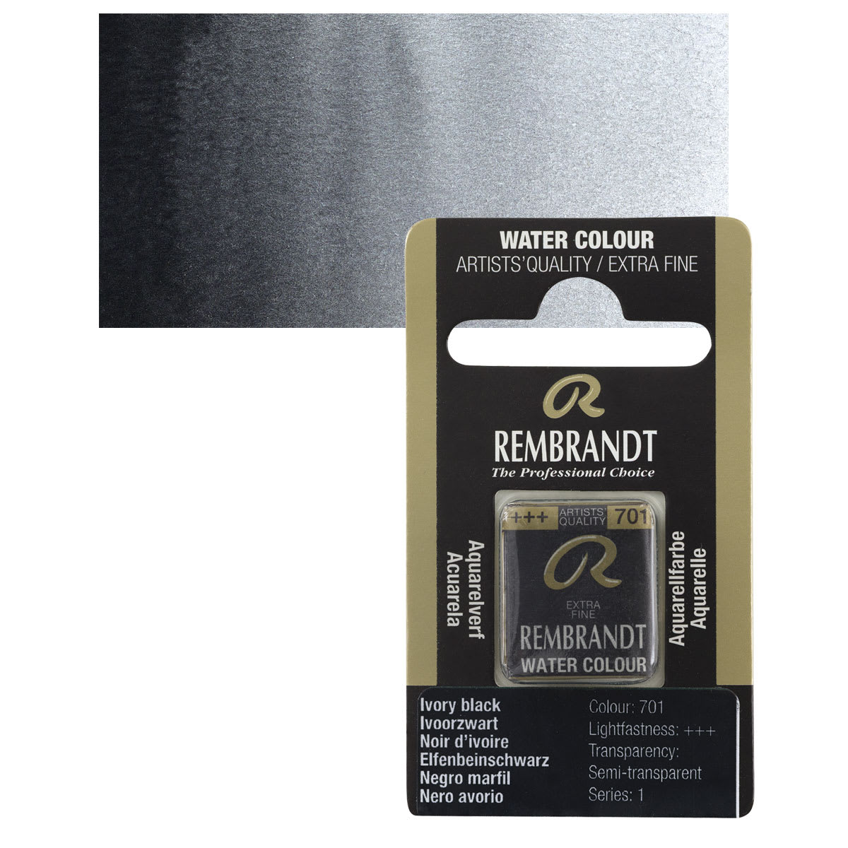 Rembrandt Watercolor Half Pan - Ivory Black