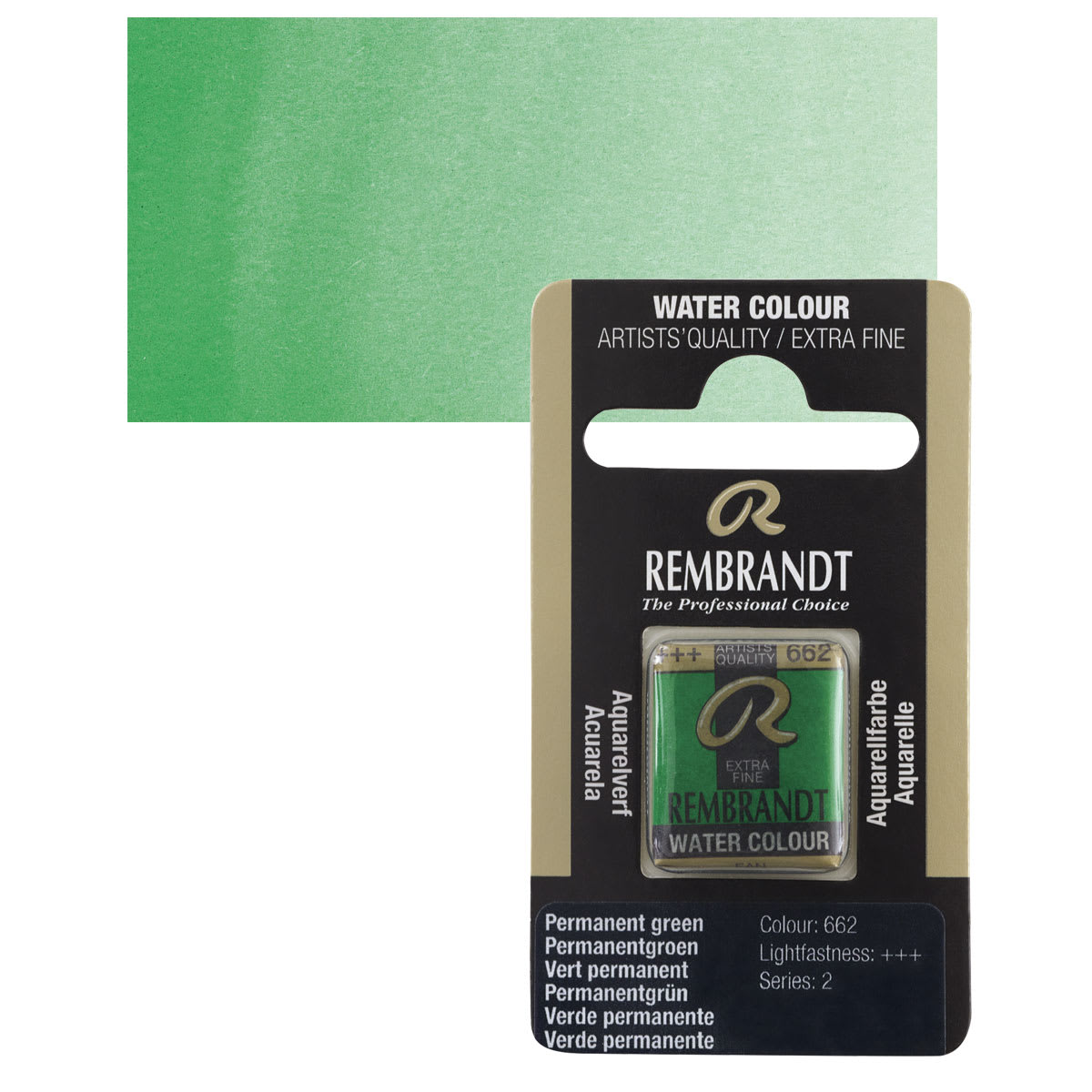 Rembrandt Watercolor Half Pan - Permanent Green