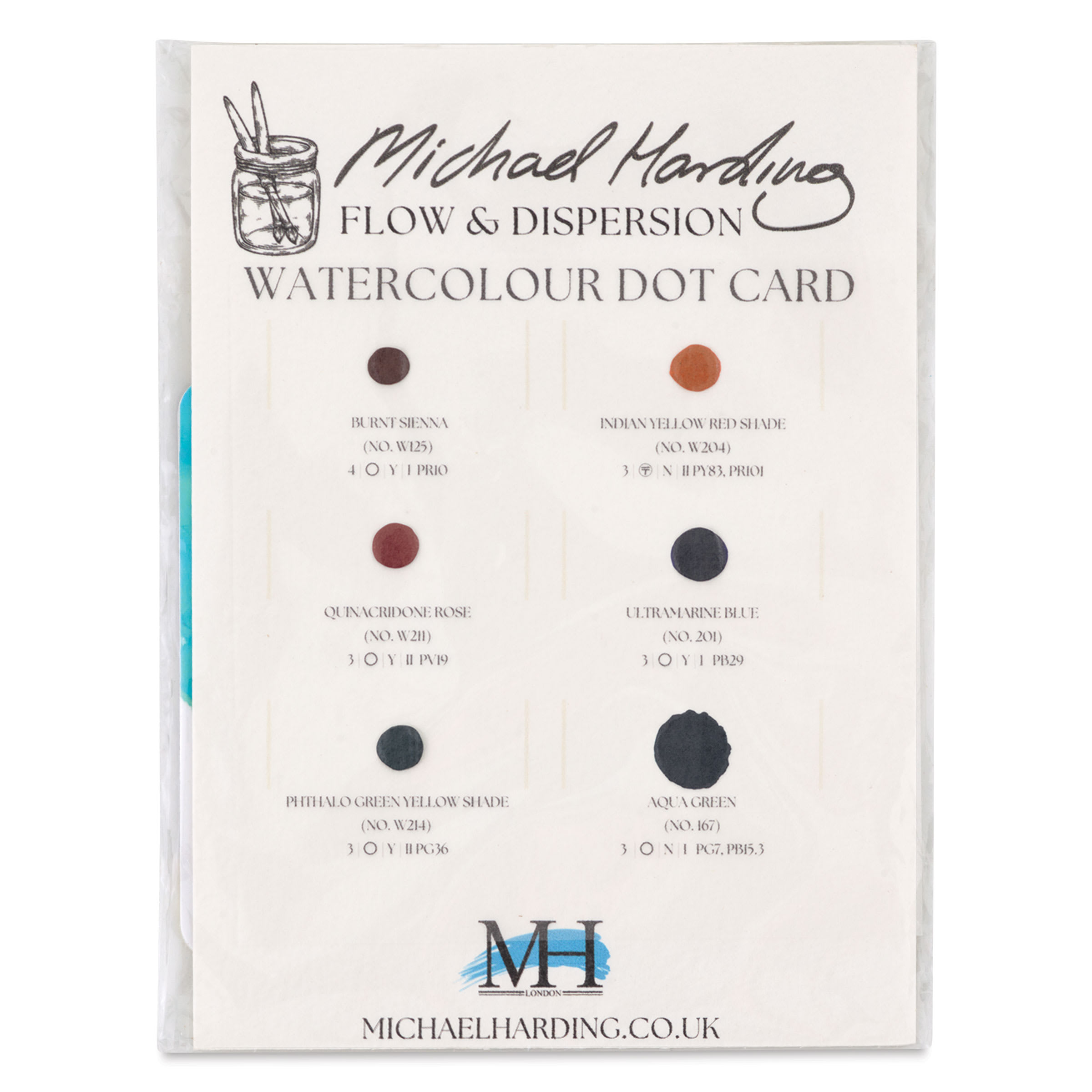 Michael Harding Artists Watercolor - Dot Card, 6 Colors, Flow & Dispersion