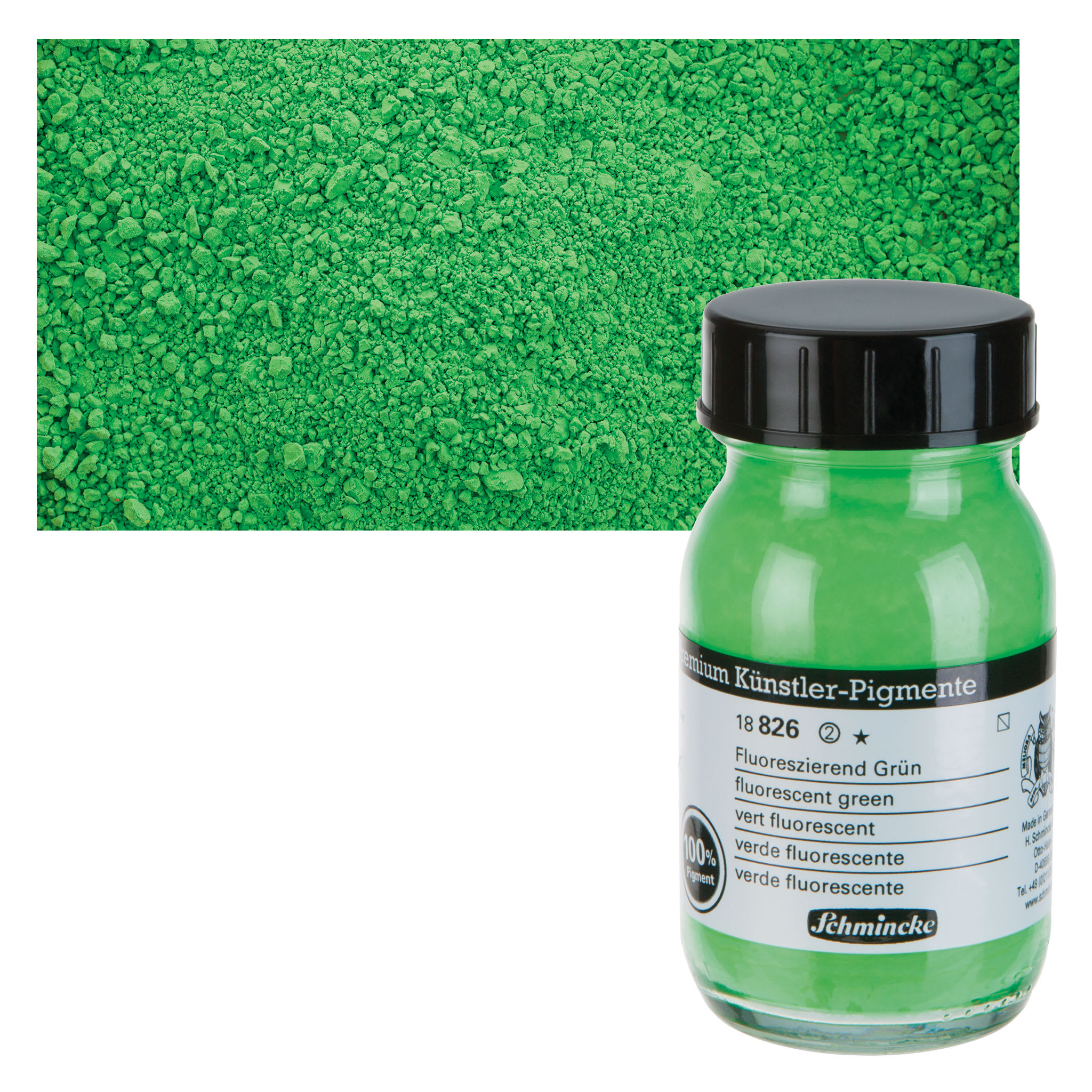 Schmincke Pigment - Fluorescent Green, 100 ml Jar