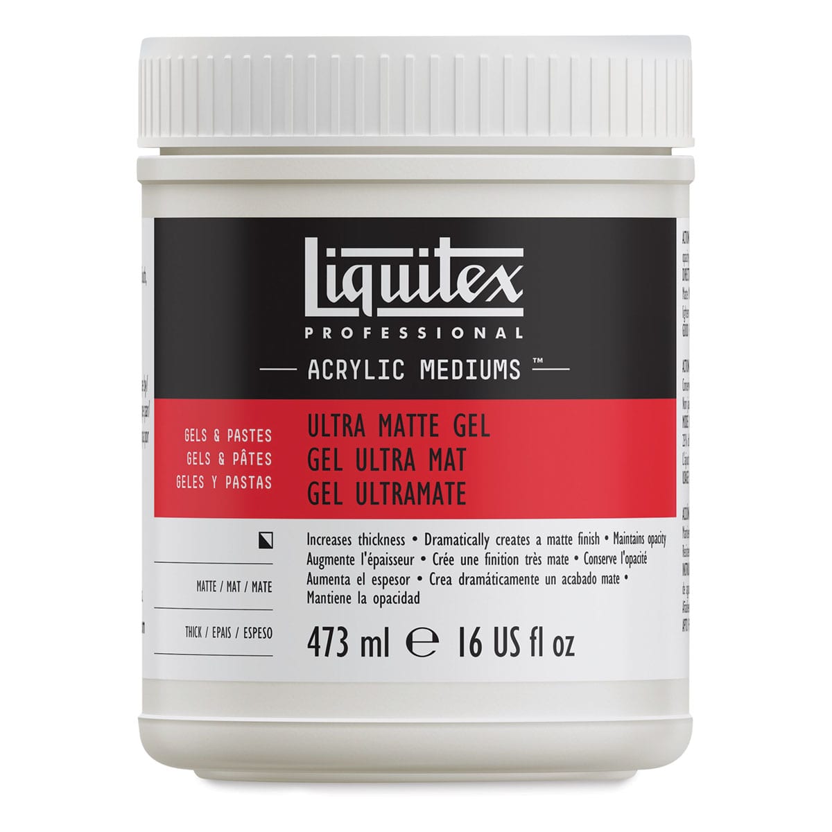 Liquitex Medium - Ultra Matte Gel Medium, Matte, 16 oz jar