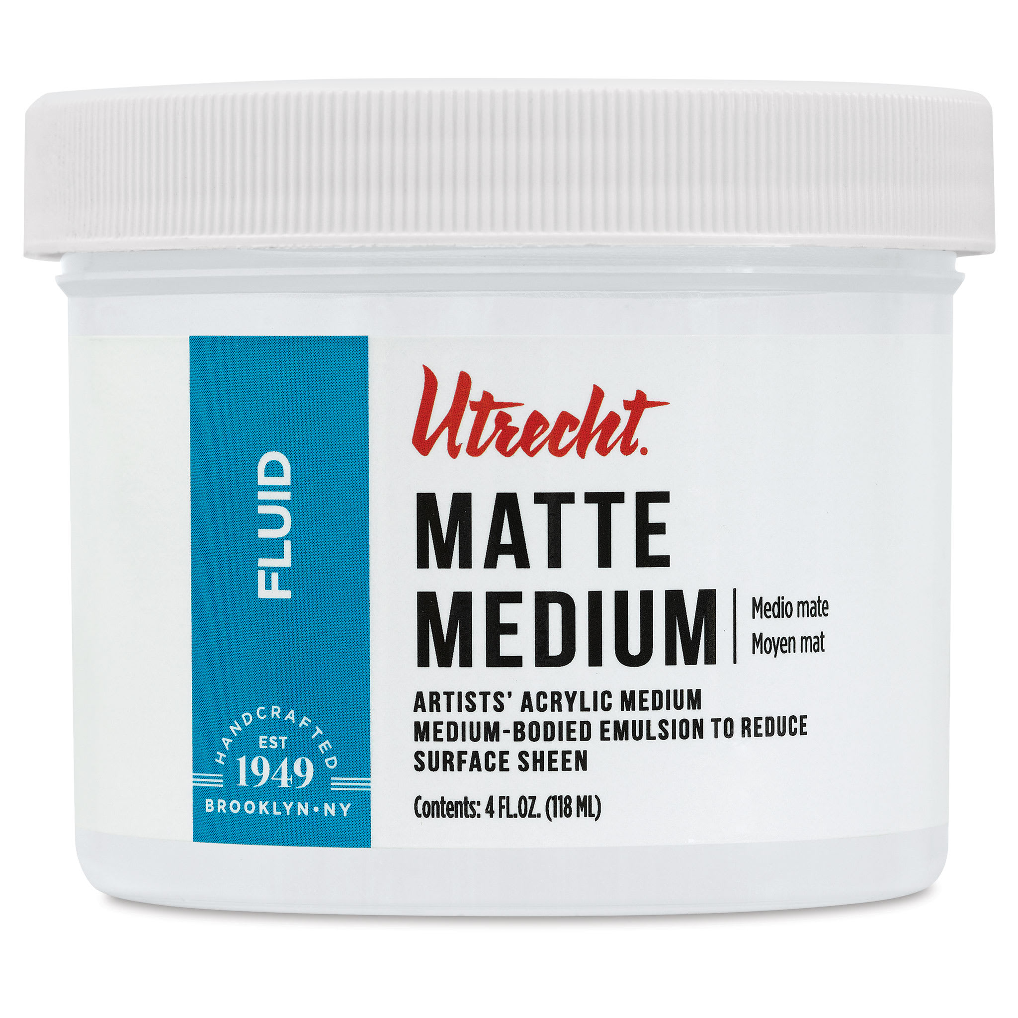 Utrecht Artists' Acrylic Fluid Medium - Matte Medium, 4 oz jar