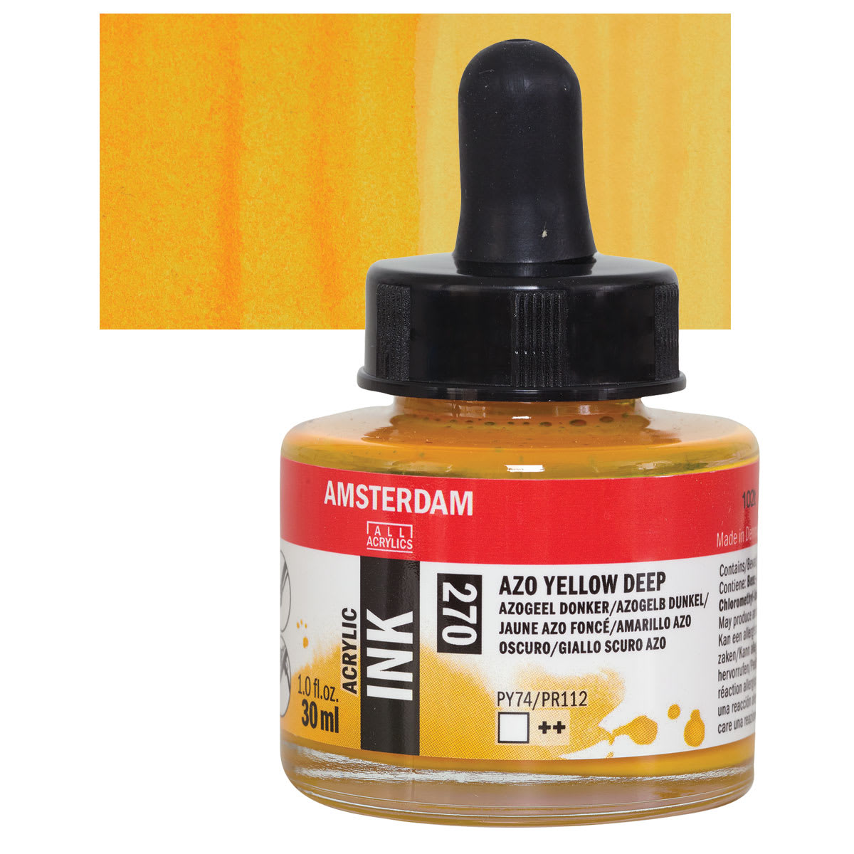 Amsterdam Acrylic Ink - Azo Yellow Deep, 30 ml
