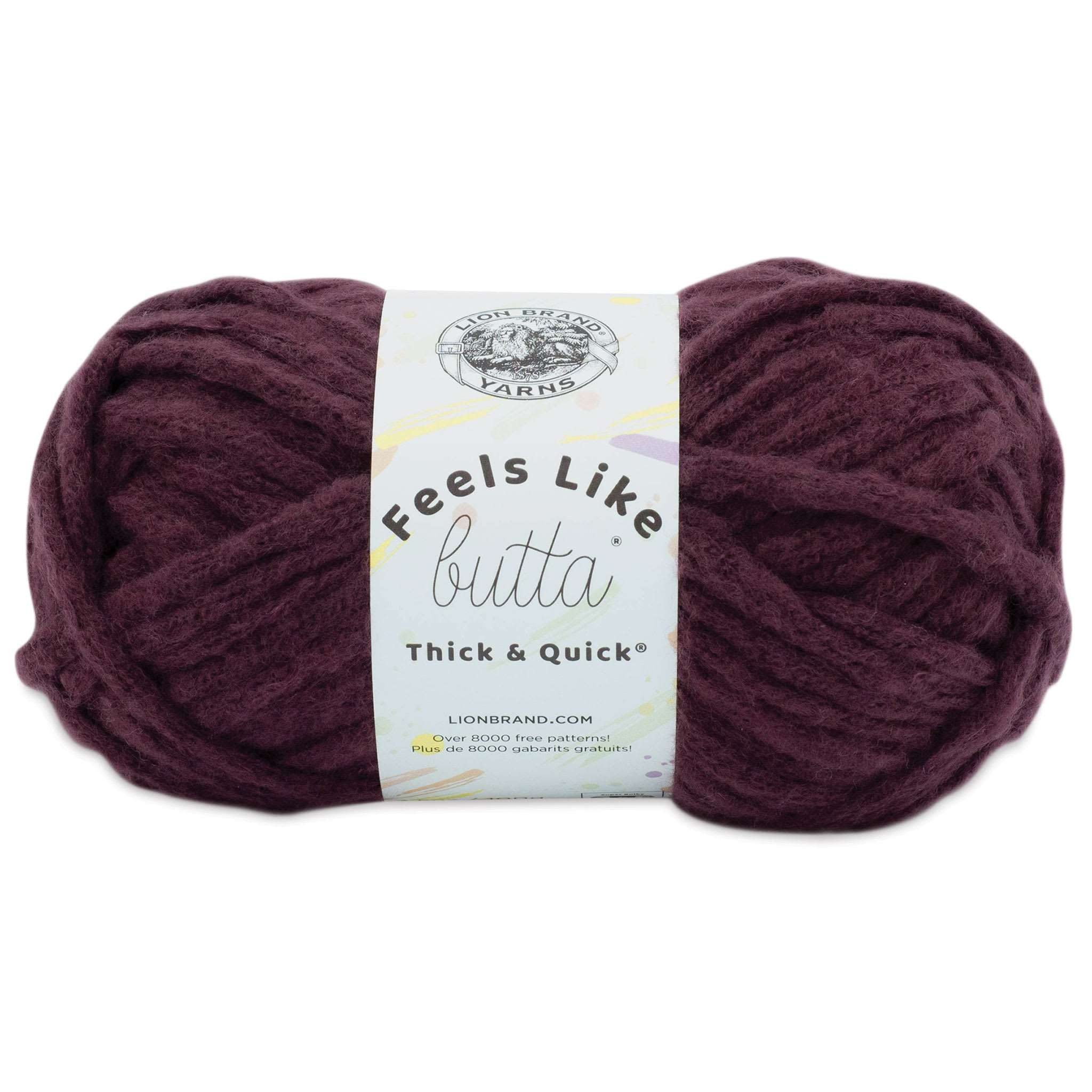 Lion Brand Feels Like Butta Thick  Quick Yarn  Vineyard Wine 55 yds