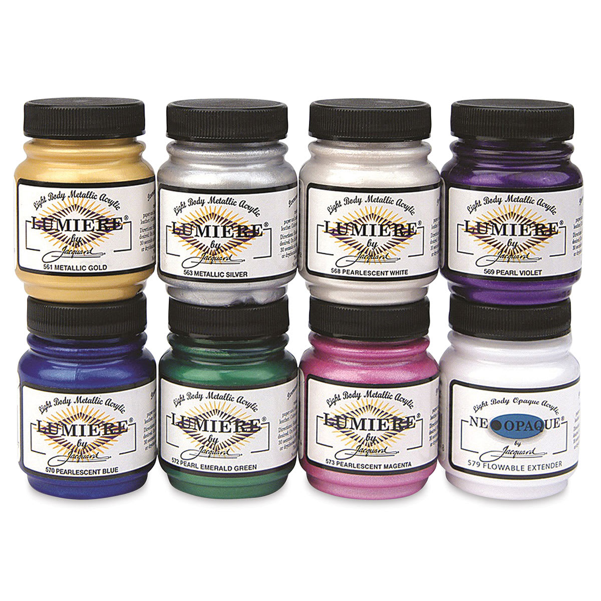 Jacquard Lumiere Acrylic - Set of 8, Assorted Colors, 2.25 oz jars