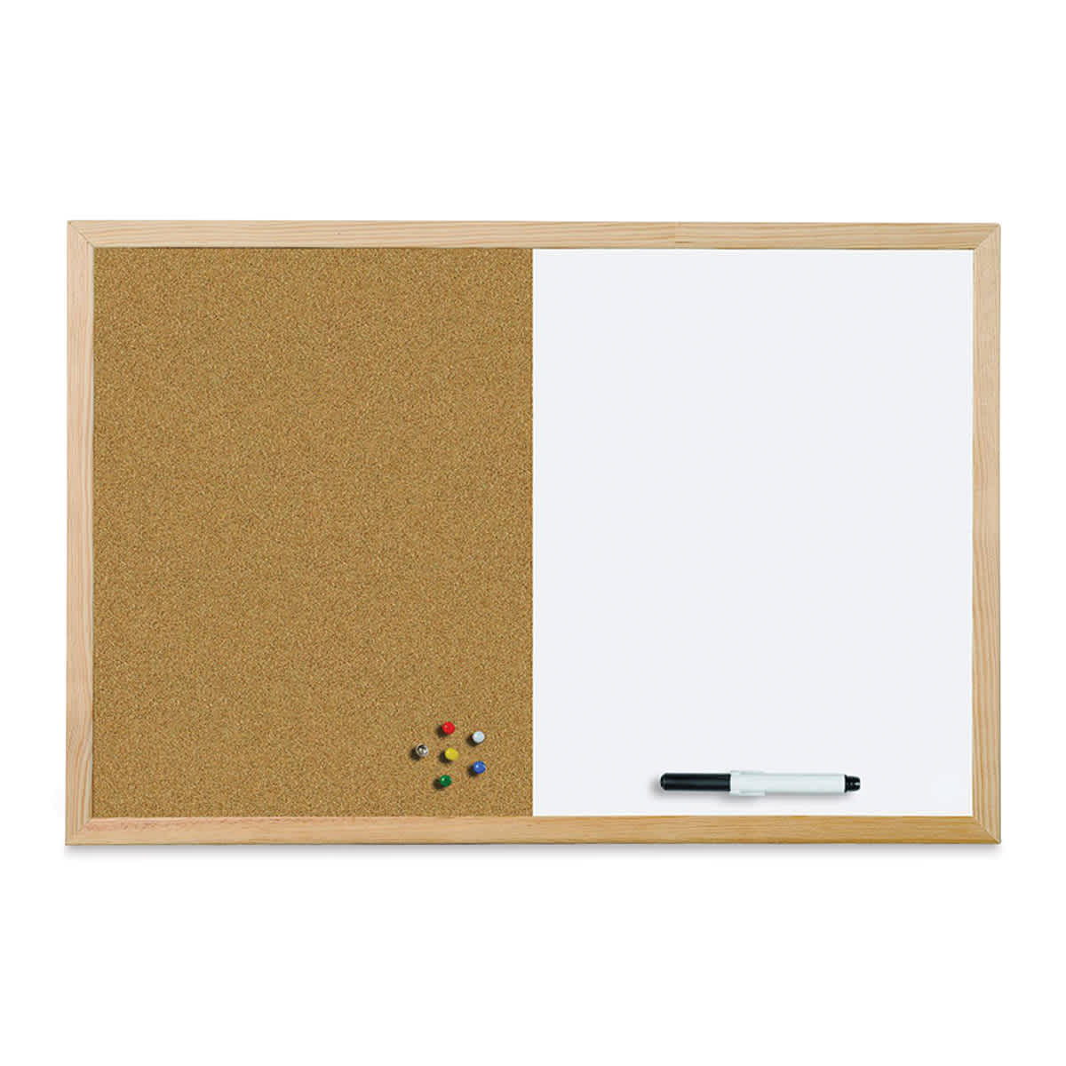 MasterVision Wood Frame Combo Cork and Dry Erase Bulletin Board - 24" x 36"