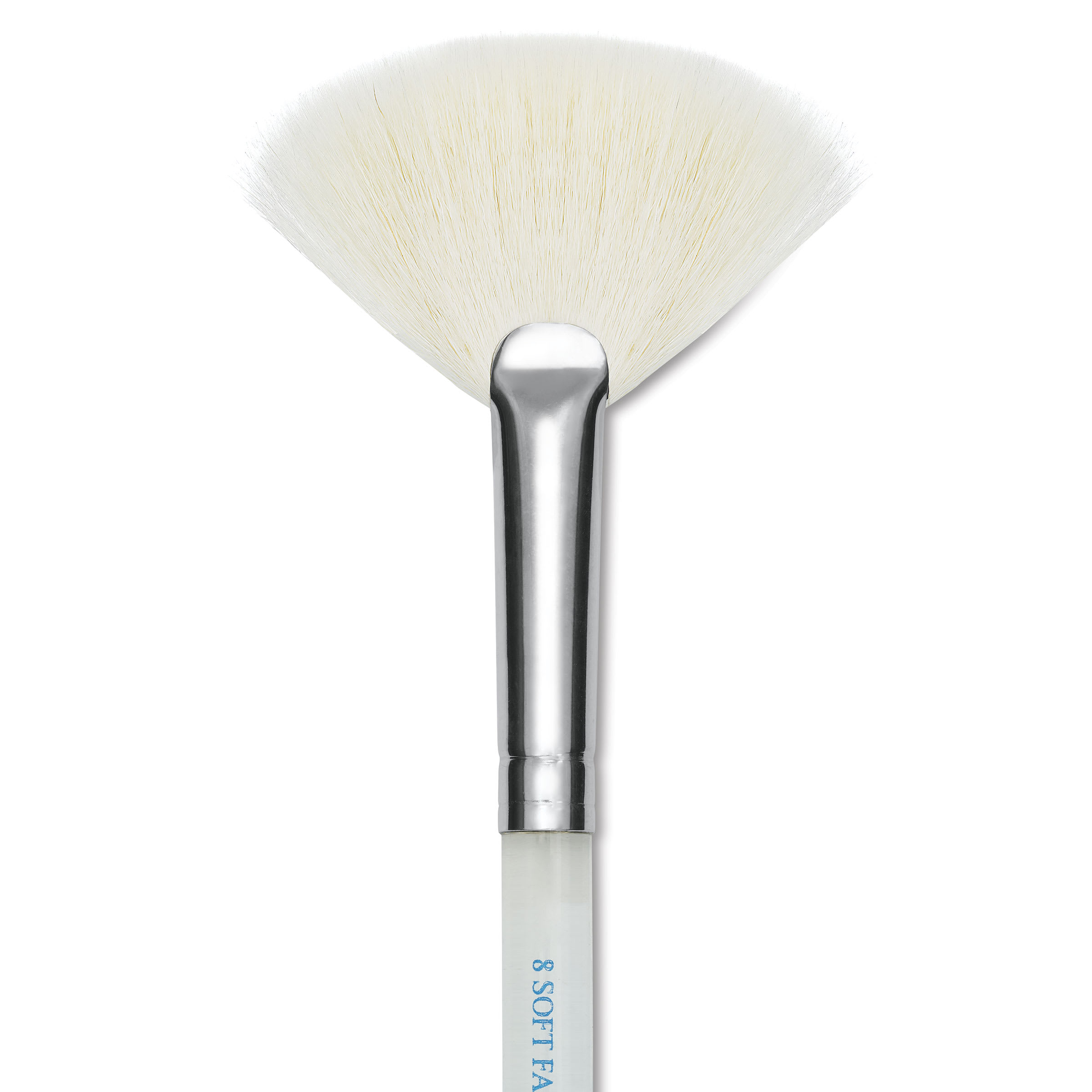 Mayco Reflections White Synthetic and Natural Blend Brush - Soft Fan, Short Handle, Size 8