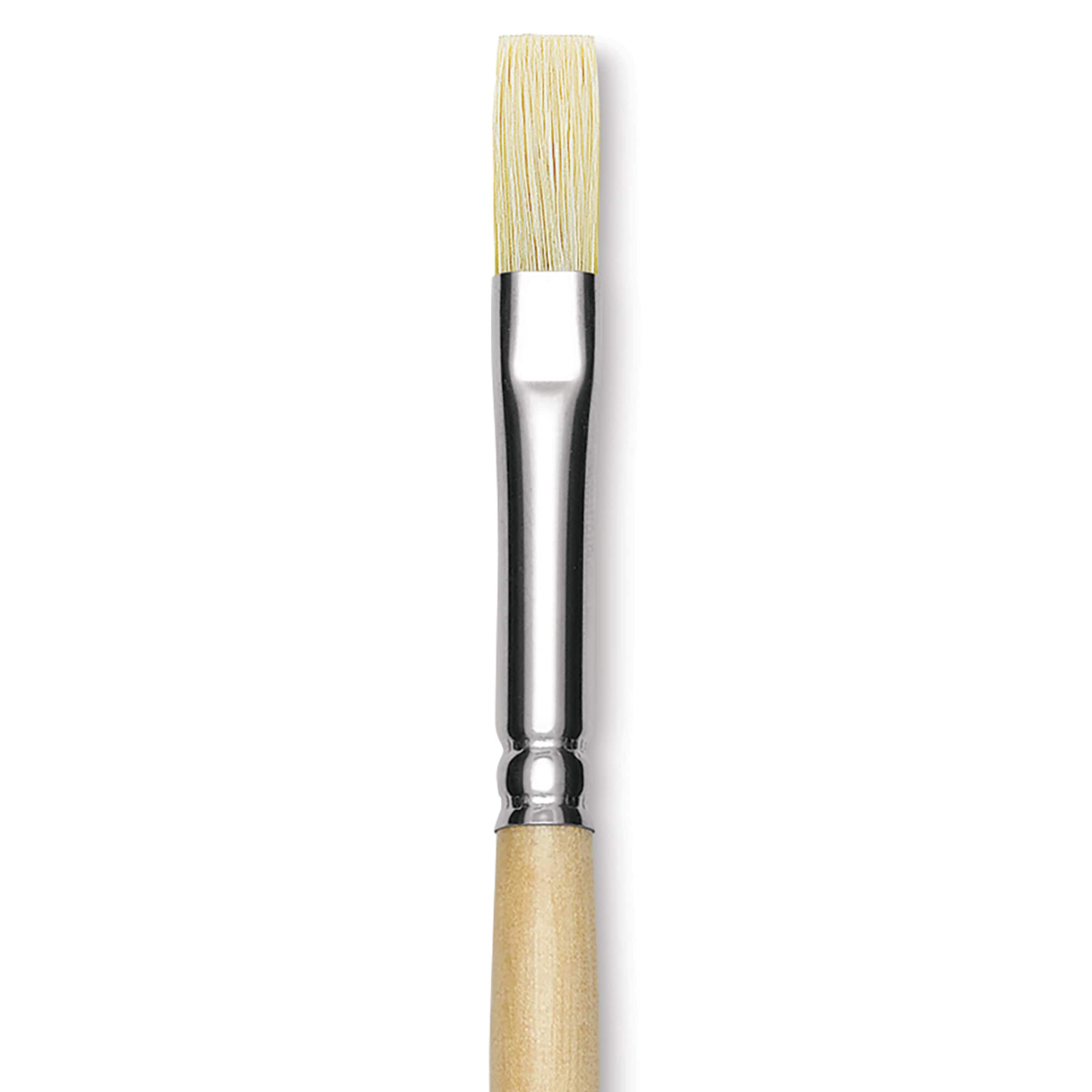 Utrecht Rhenish Pure Hog Bristle Brush - Flat, Size 3, Long Handle