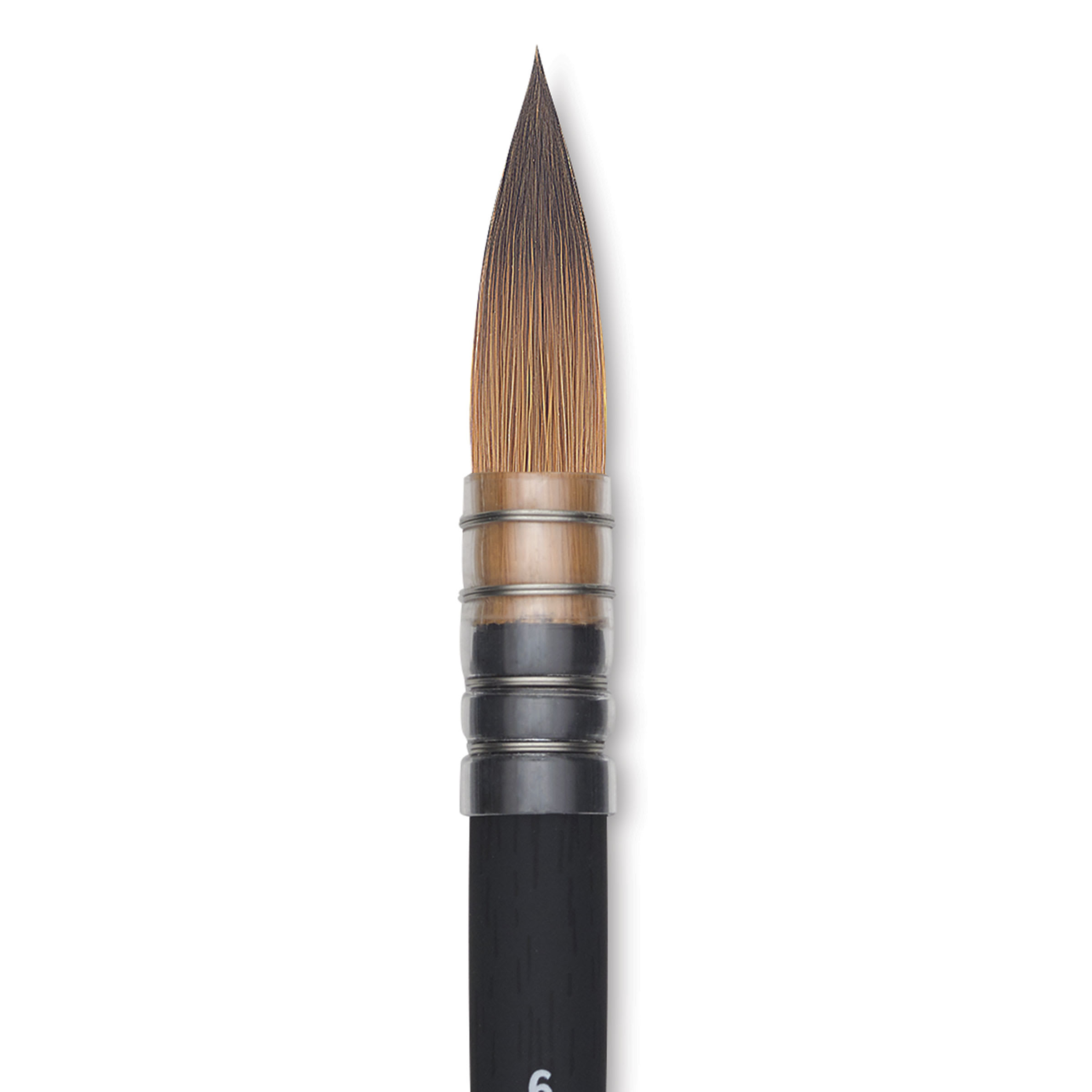 Aqua Elite Quill Brush, Synthetic Bristles, Short Handle Watercolor Paintbrush, Matte Black, Size 6