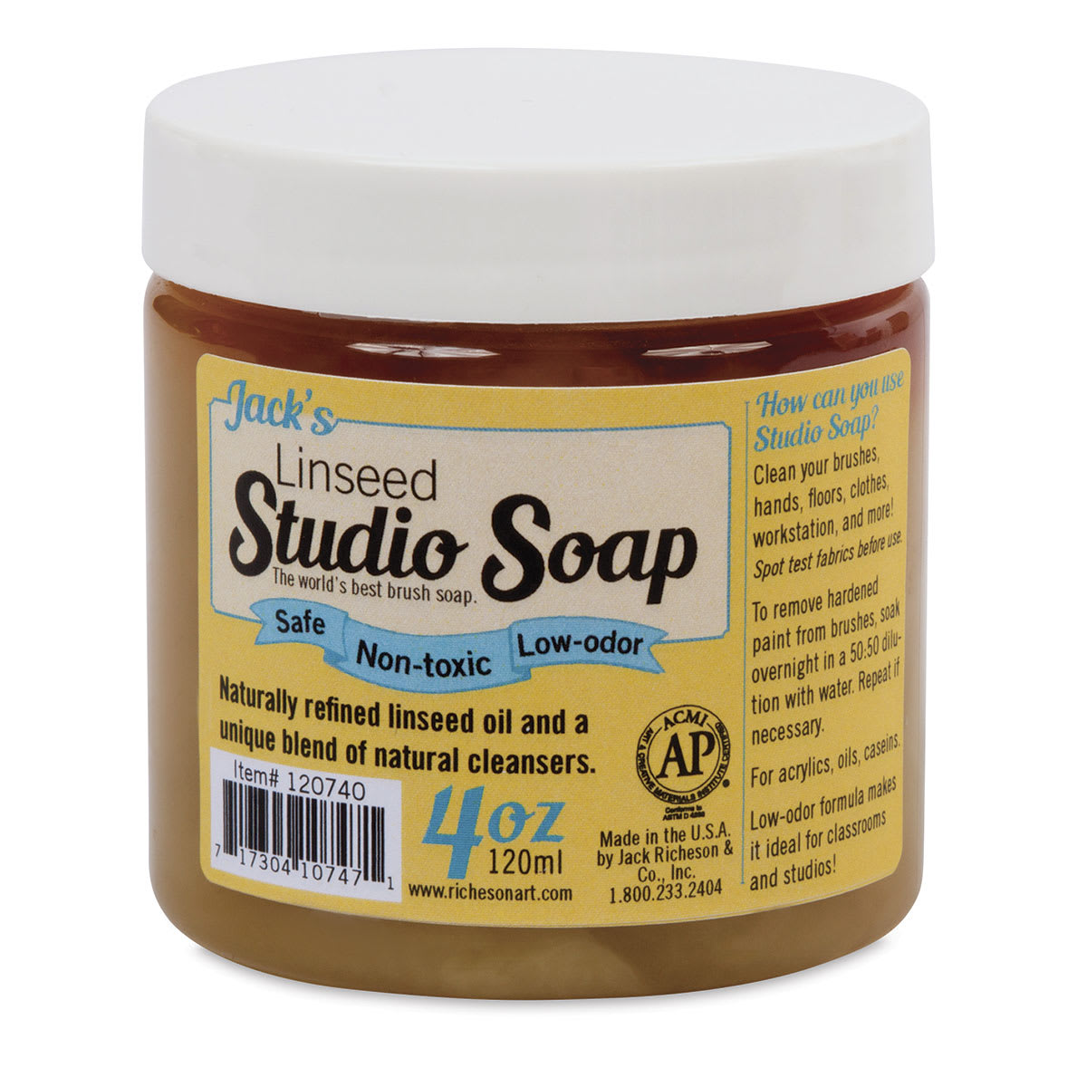 Richeson Jack's Linseed Studio Soap - 4 oz bottle