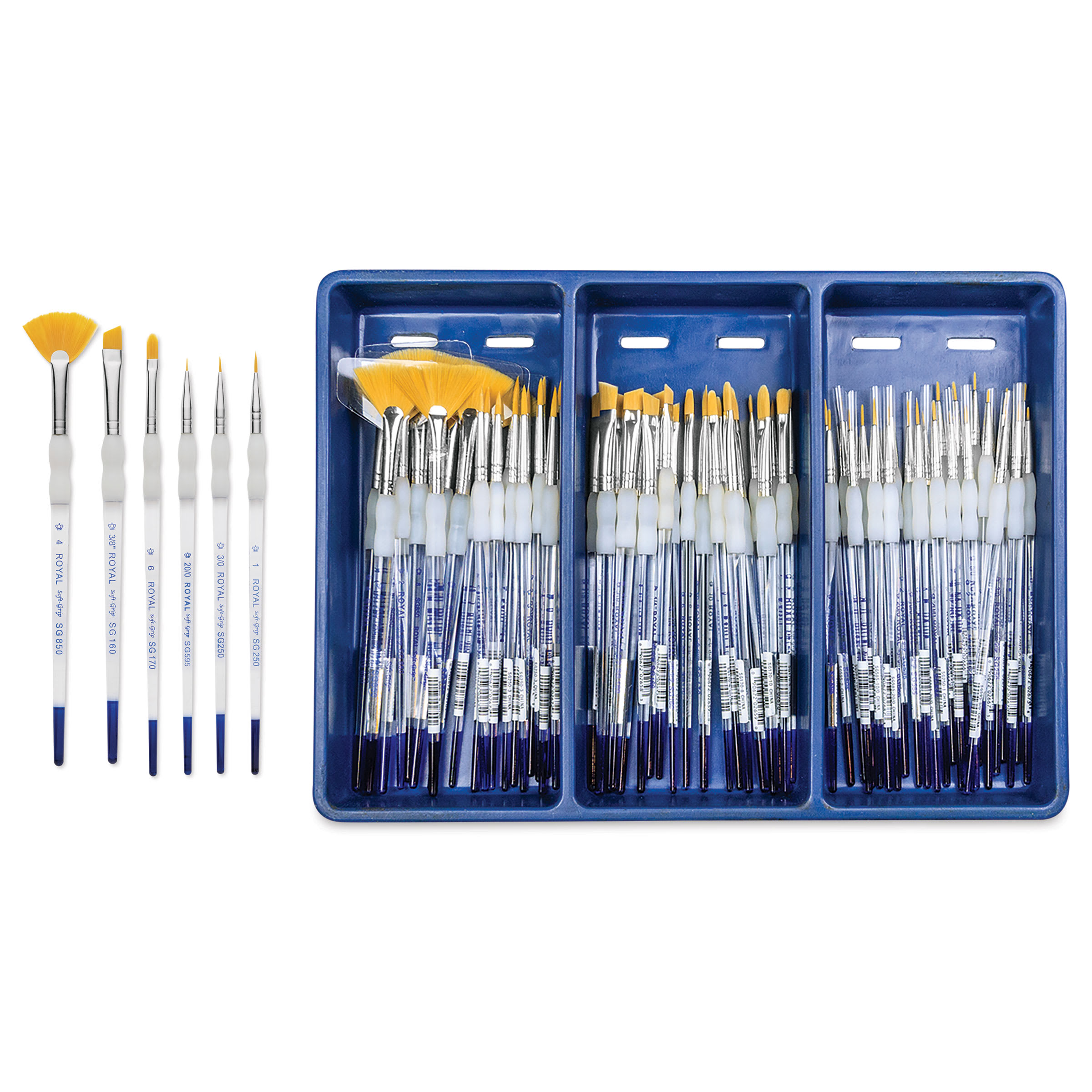 Royal Langnickel Soft Grip Golden Taklon Brush Set - General Assortment, Set of 72