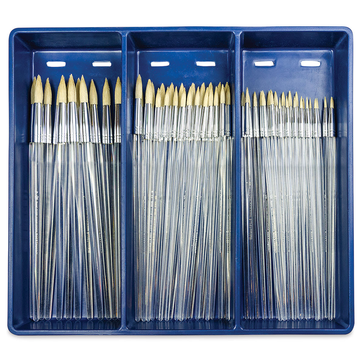 Royal Langnickel Clear Choice Brush Set - White Bristle, Round, Set of 60, Long Handle