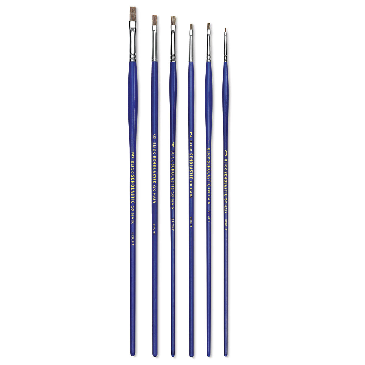 Blick Scholastic Ox Hair Brush Set - Bright, Long Handle, Set of 6