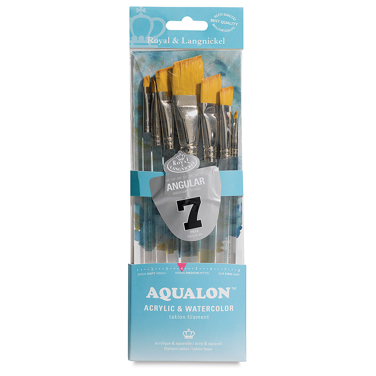 Royal Langnickel Aqualon Taklon Brush Set - Angular, Set of 7