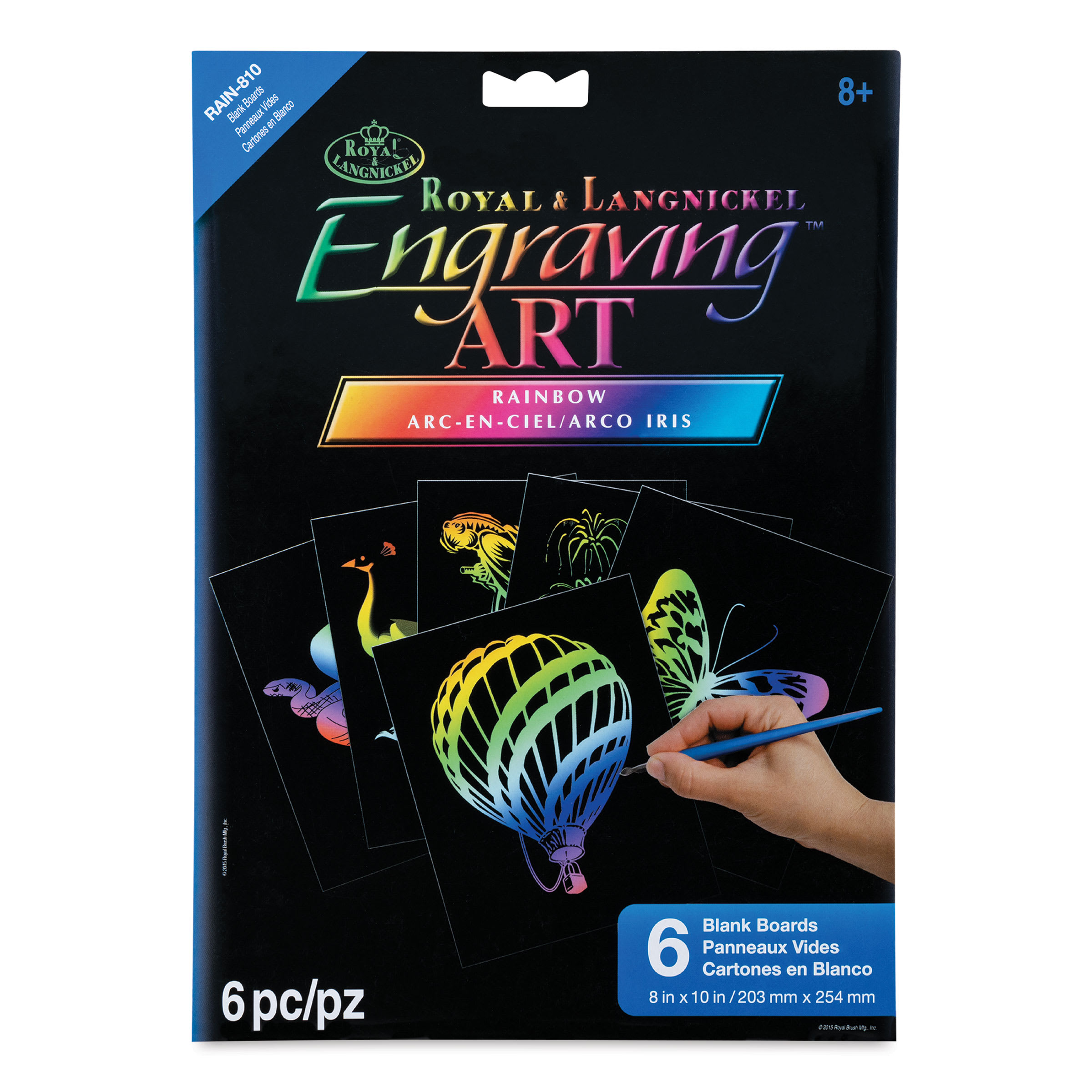 Royal & Langnickel Engraving Art Blank Board - Rainbow Foil, 8" x 10", Pkg of 6