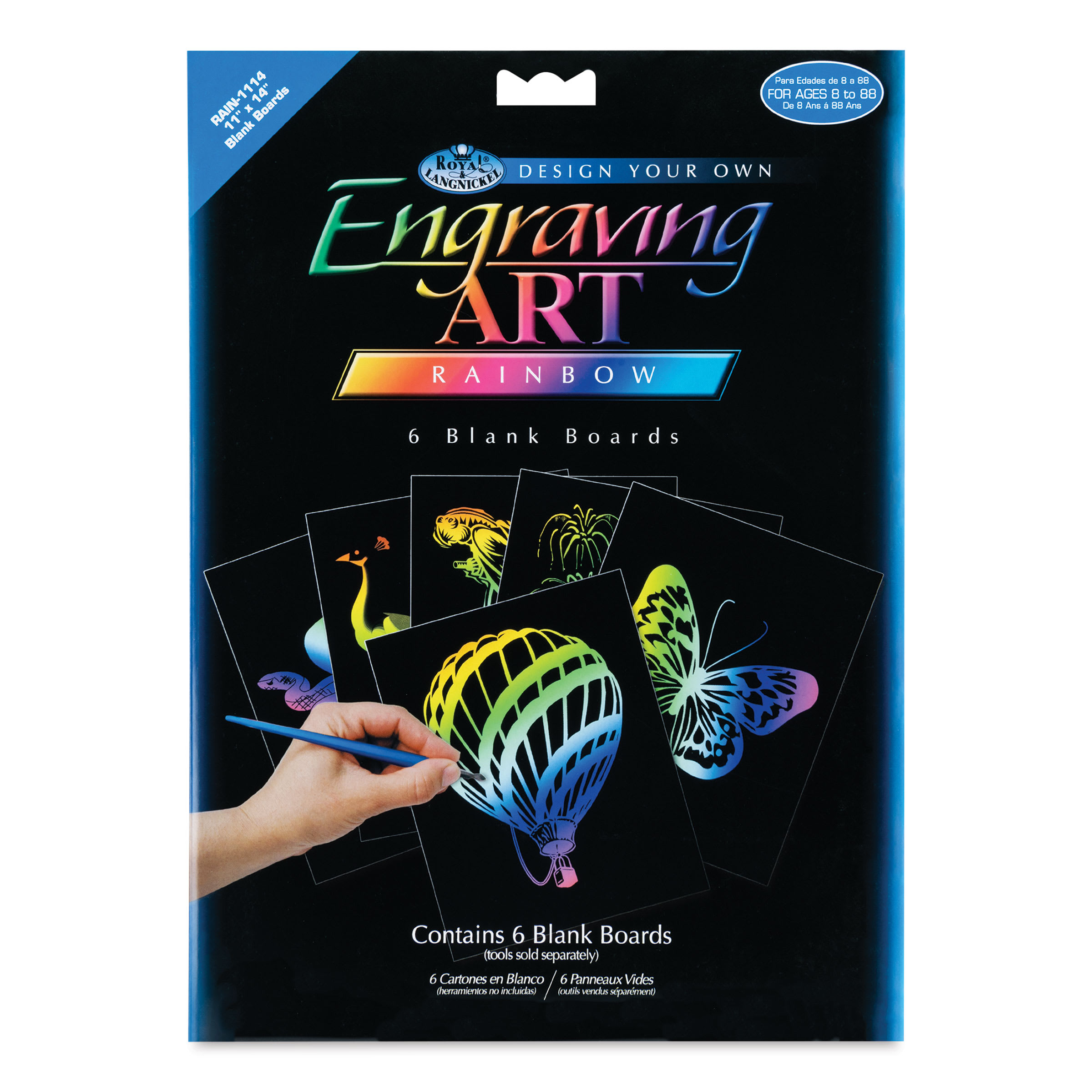 Royal & Langnickel Engraving Art Blank Board - Rainbow Foil, 11" x 14", Pkg of 6