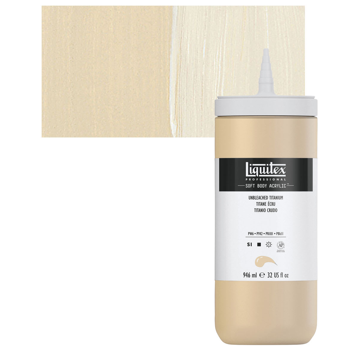 Liquitex Soft Body Artist Acrylics - Unbleached Titanium, 946 ml