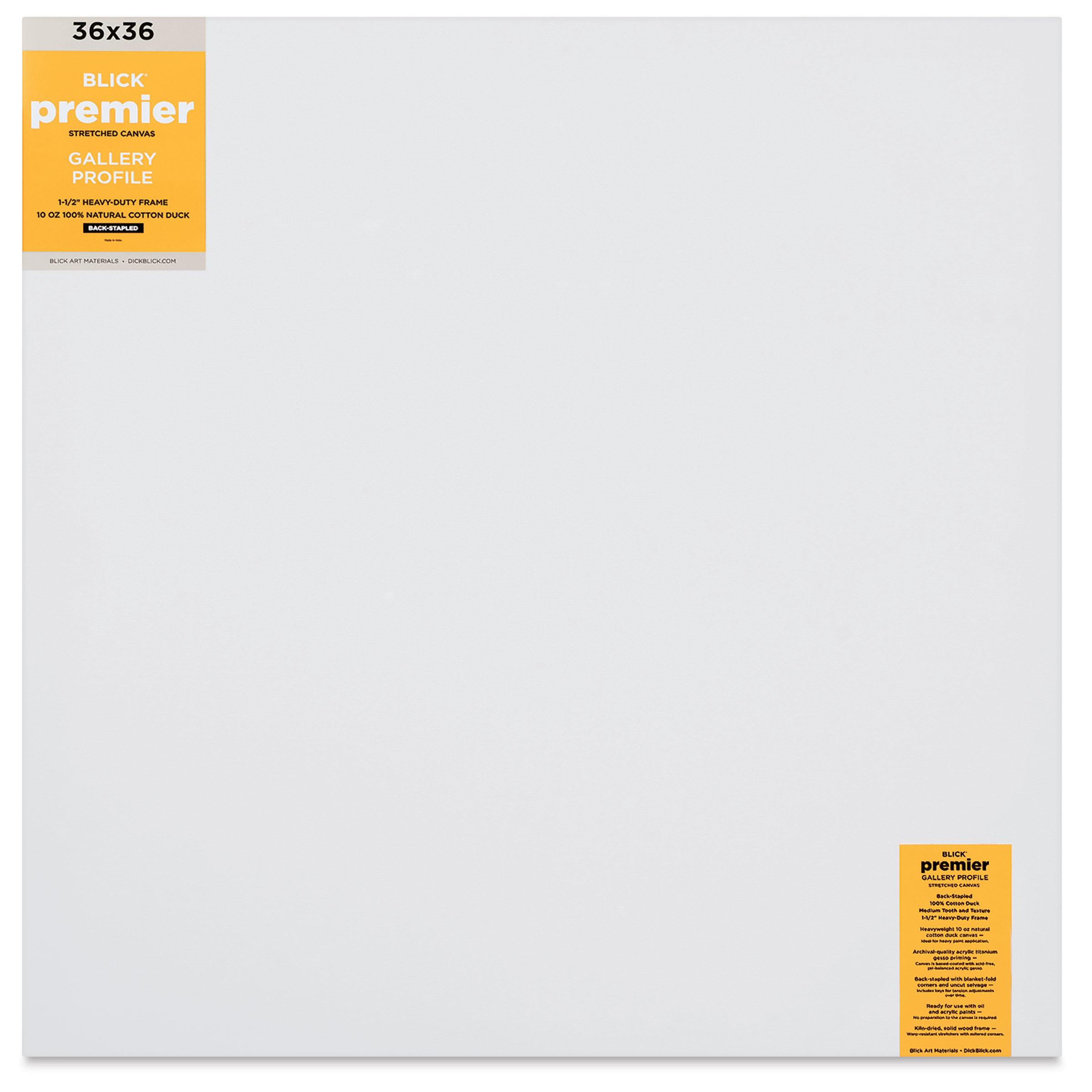 Blick Premier Stretched Cotton Canvas - Gallery Profile, Back-Stapled, 36" x 36"