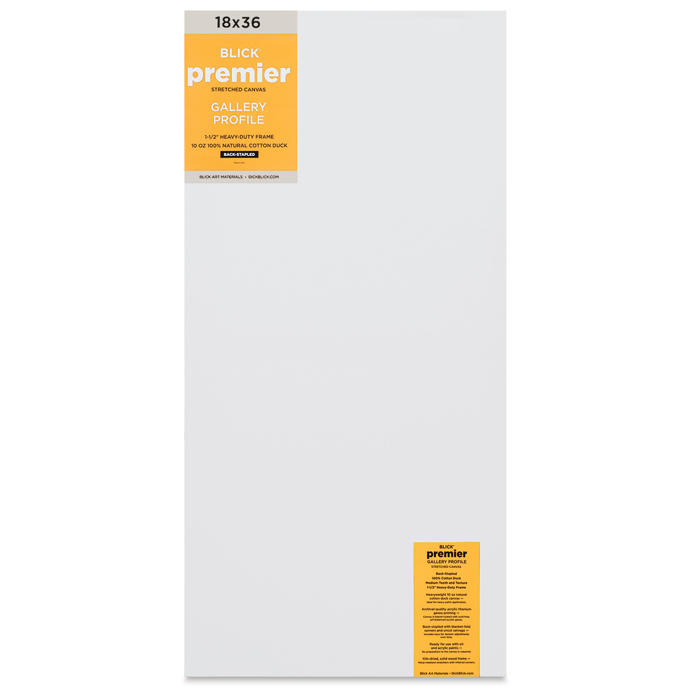 Blick Premier Stretched Cotton Canvas - Gallery Profile, Back-Stapled, 18" x 36"