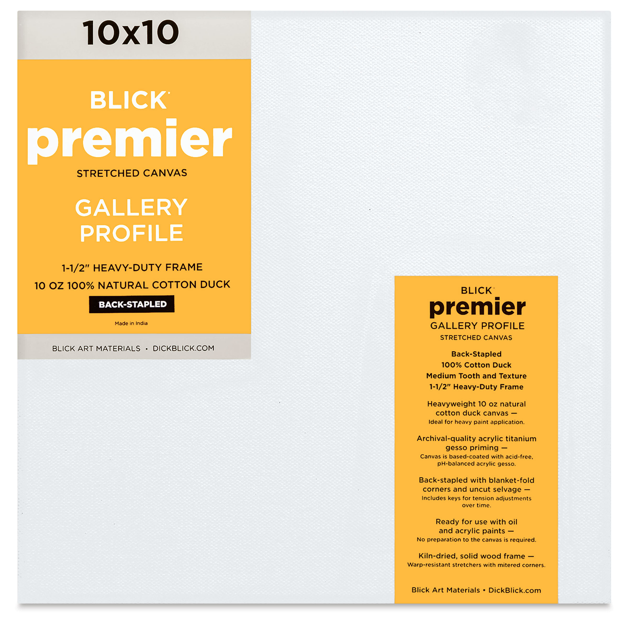 Blick Premier Stretched Cotton Canvas - Gallery Profile, Back-Stapled, 10" x 10"