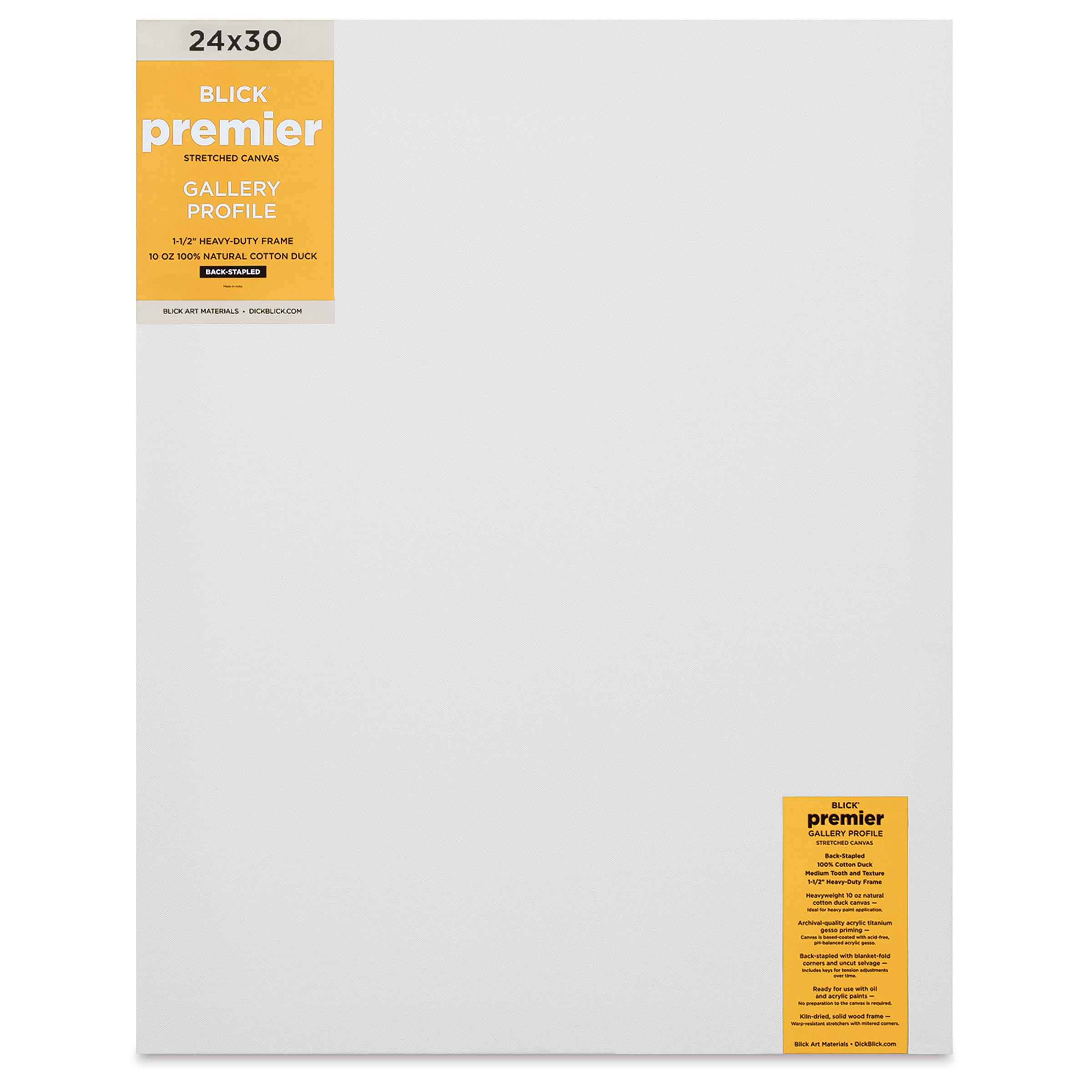 Blick Premier Stretched Cotton Canvas - Gallery Profile, Back-Stapled, 24" x 30"