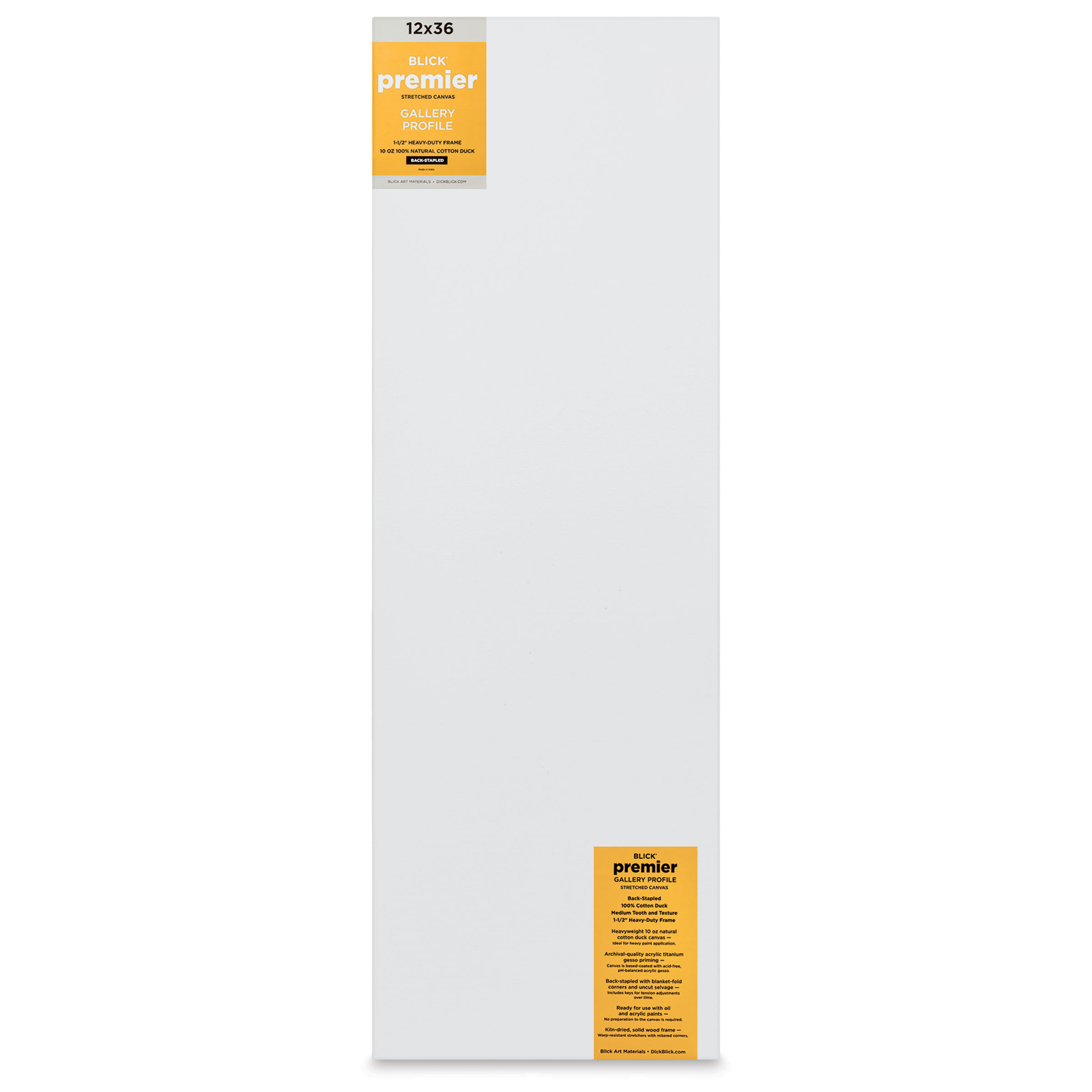 Blick Premier Stretched Cotton Canvas -  Gallery Profile, Back-Stapled, 12" x 36"