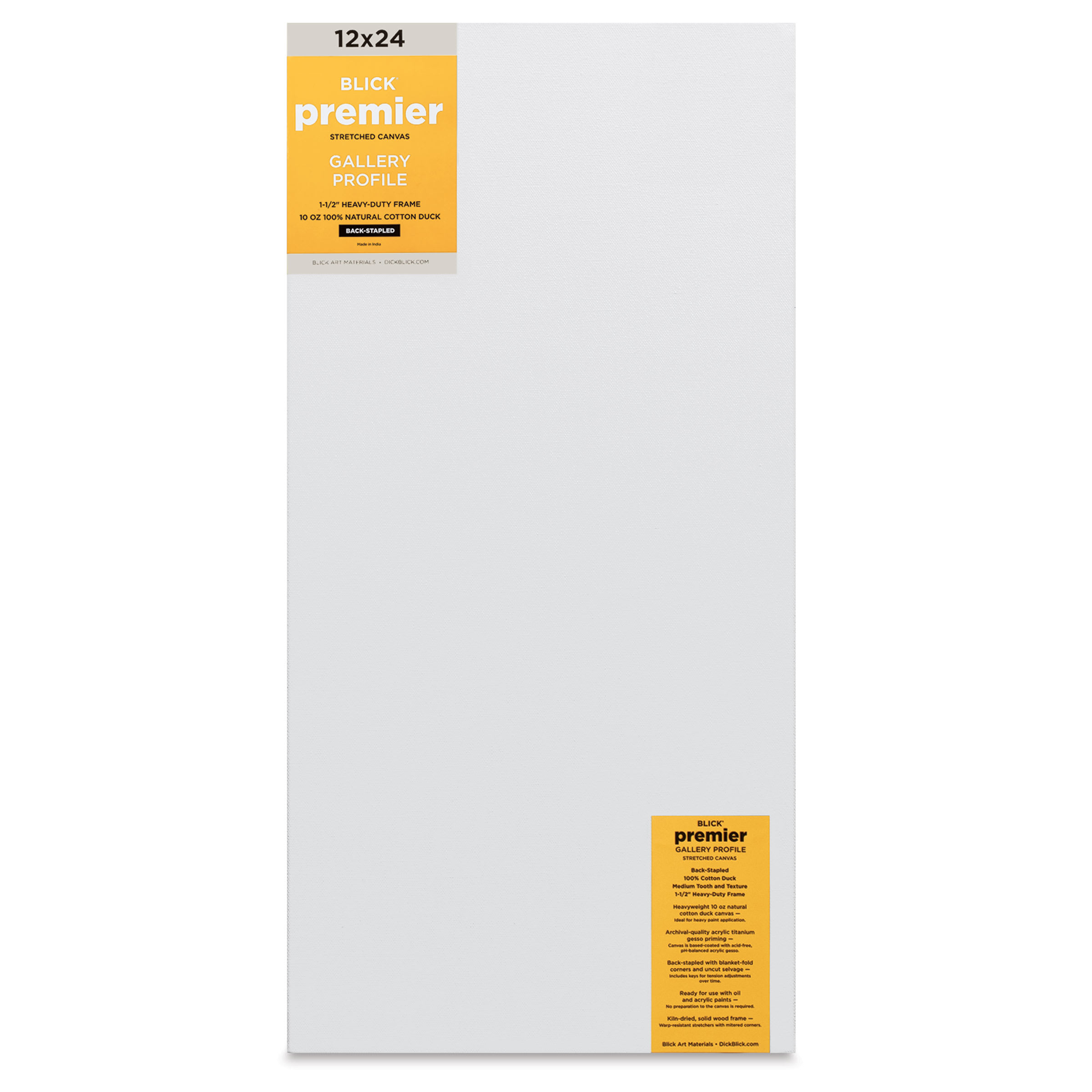 Blick Premier Stretched Cotton Canvas - Gallery Profile, Back-Stapled, 12" x 24"