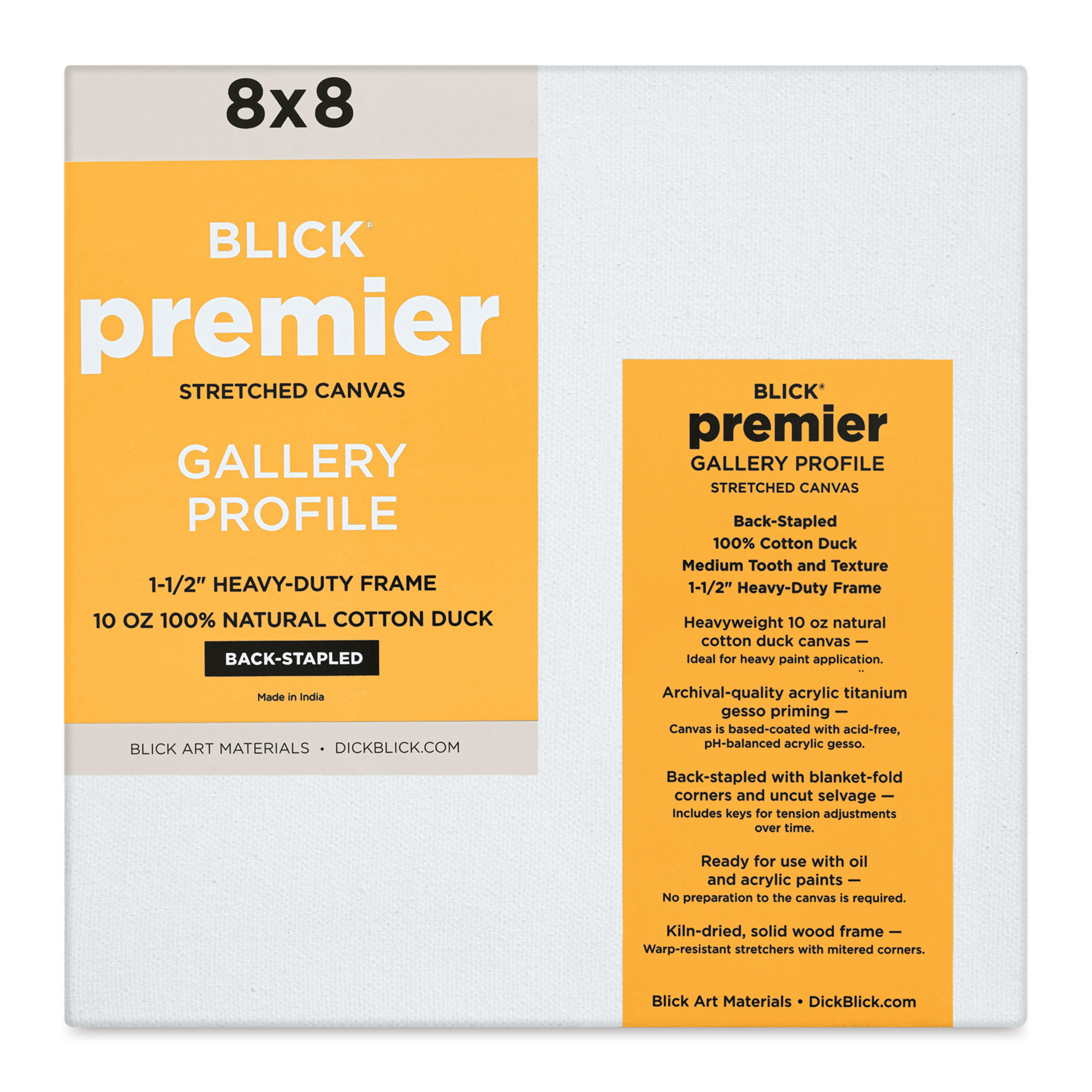 Blick Premier Stretched Cotton Canvas - Gallery Profile, Back-Stapled, 8" x 8"