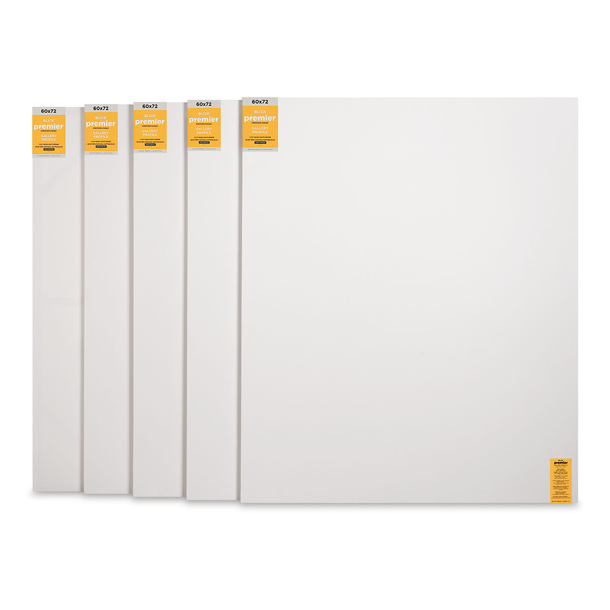 Blick Premier Stretched Cotton Canvas - Gallery Profile, Back-Stapled, 60" x 72", Pkg of 5