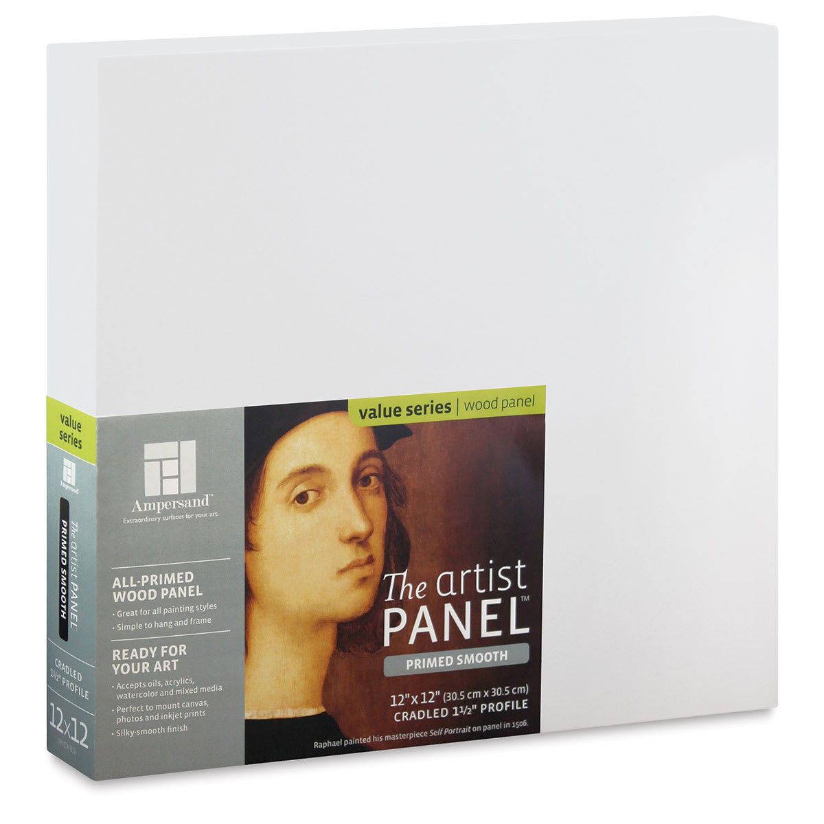 Ampersand Value Series Artist Panel - Smooth, 12" x 12", 1-1/2" Cradle