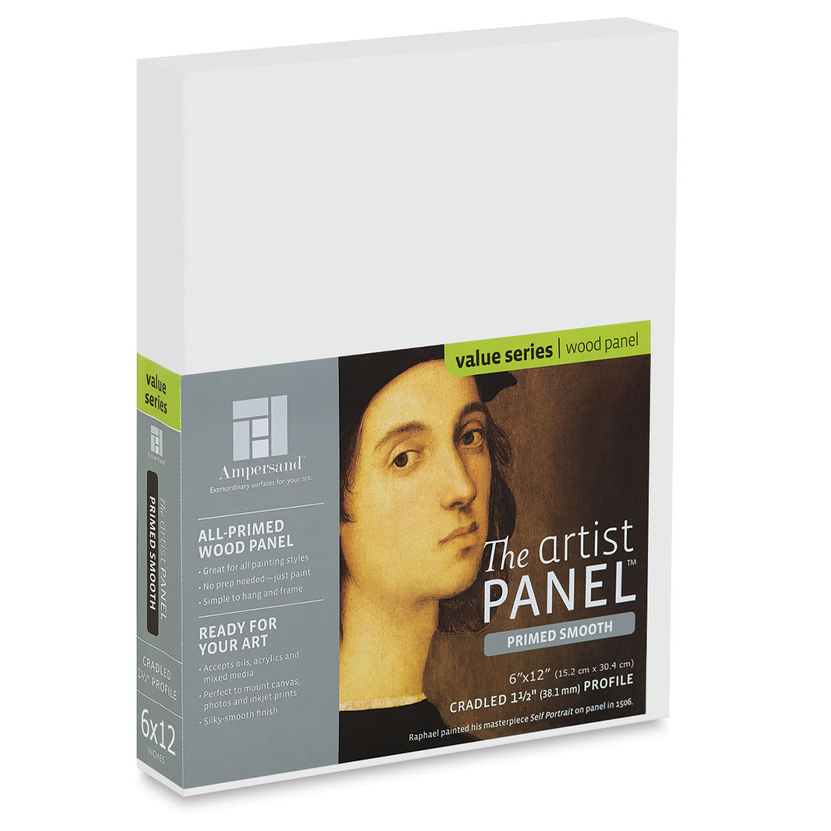 Ampersand Value Series Artist Panel - Smooth, 6" x 12", 1-1/2" Cradle