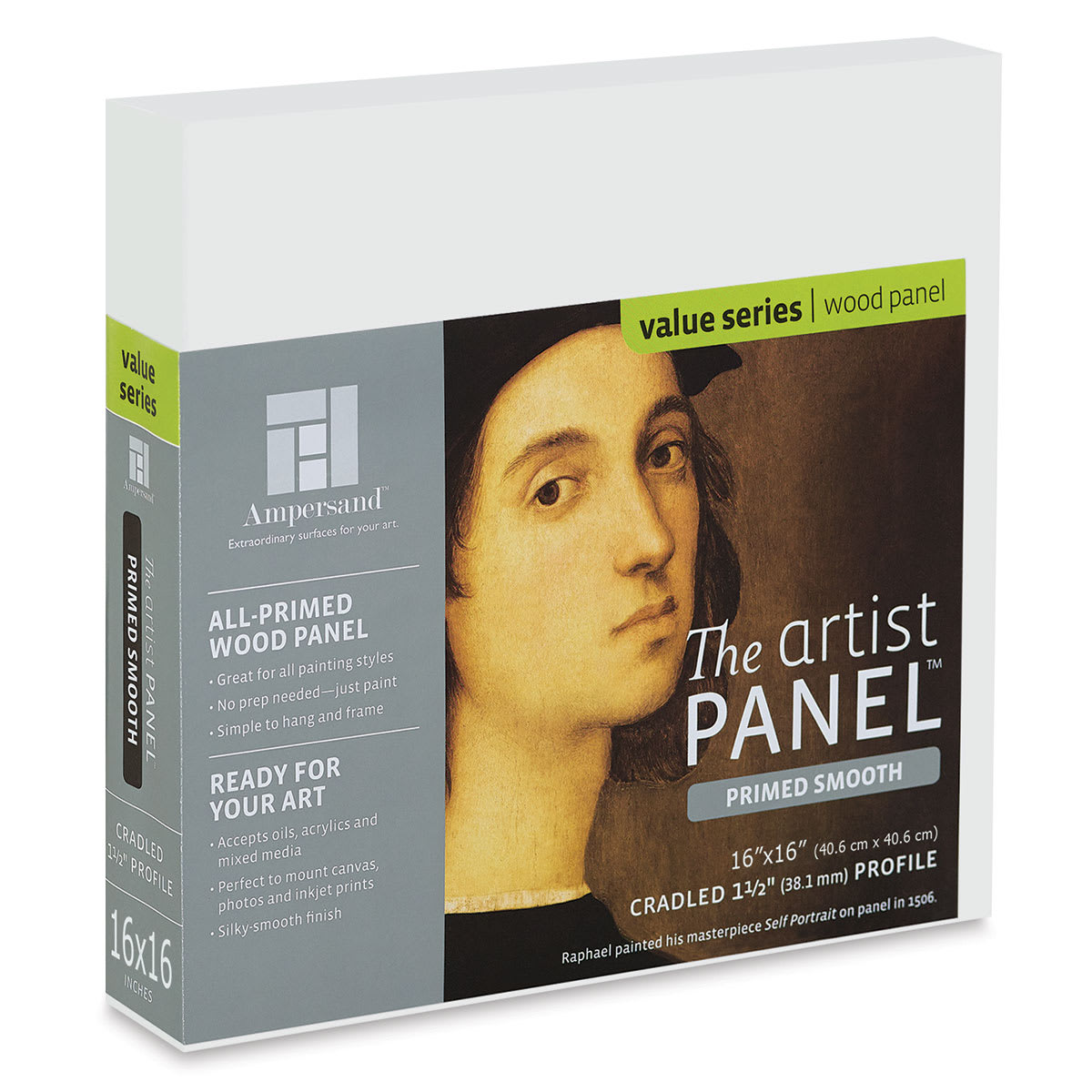 Ampersand Value Series Artist Panel - Smooth, 16" x 16", 1-1/2" Cradle