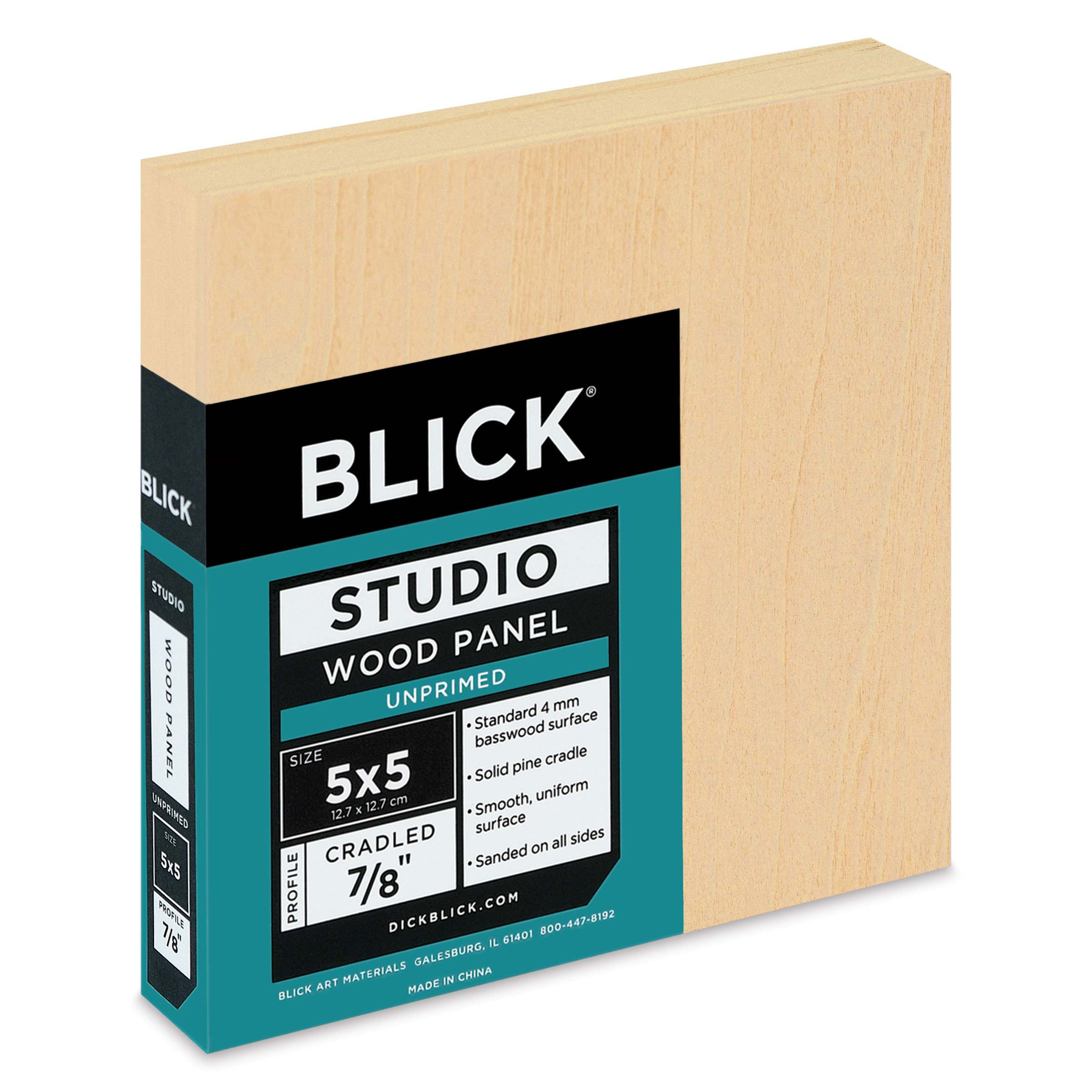Blick Studio Artists' Wood Panel - Flat Cradle, 5" x 5", 7/8" Cradle