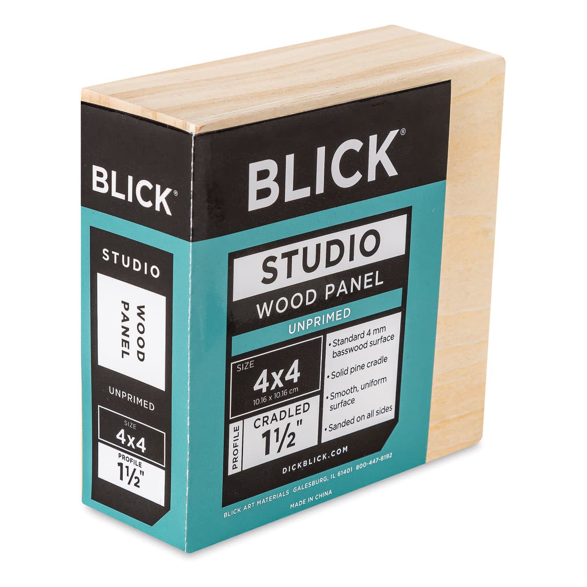 Blick Studio Artists' Wood Panel - Gallery Cradle, 4" x 4", 1-1/2" Cradle
