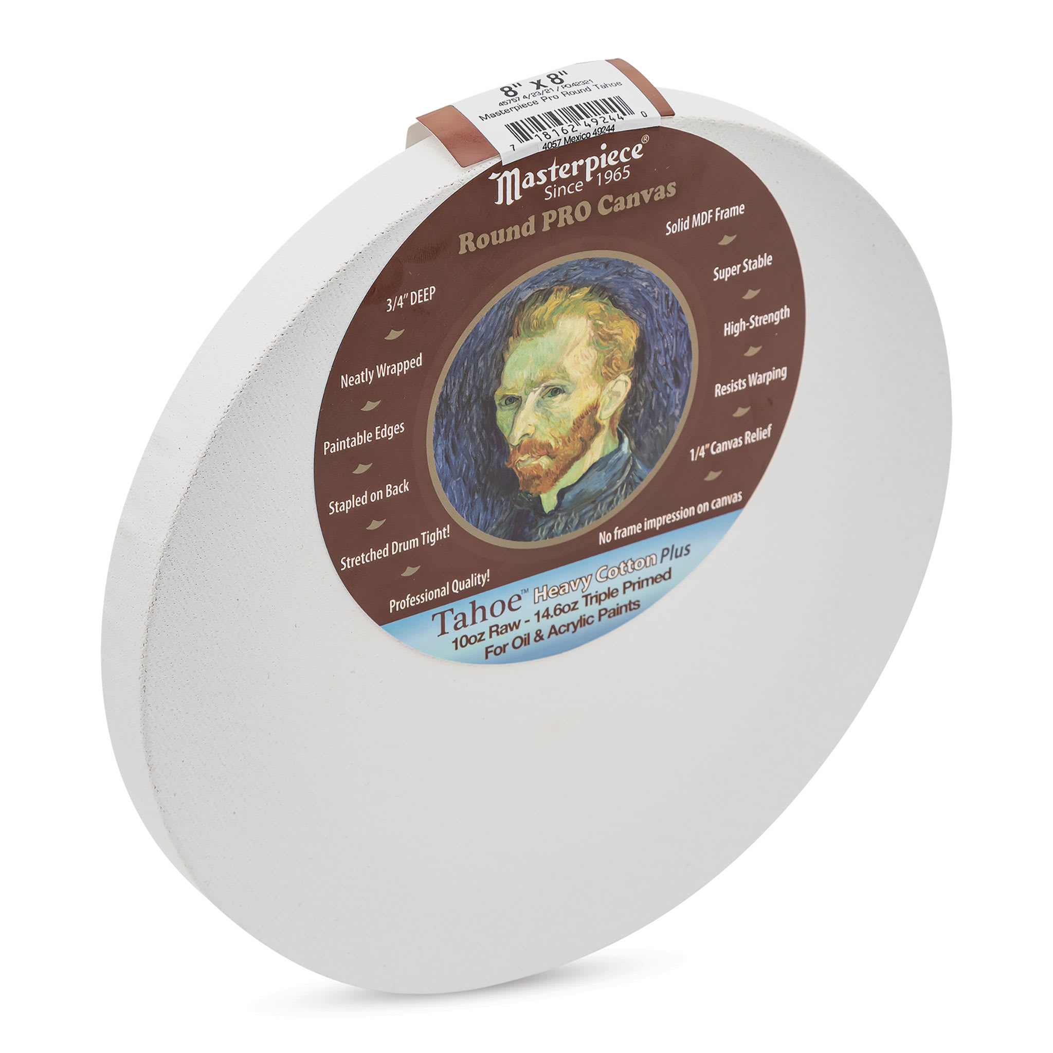 Masterpiece Pro Stretched Round Canvas - 8" Diameter, 3/4" Profile