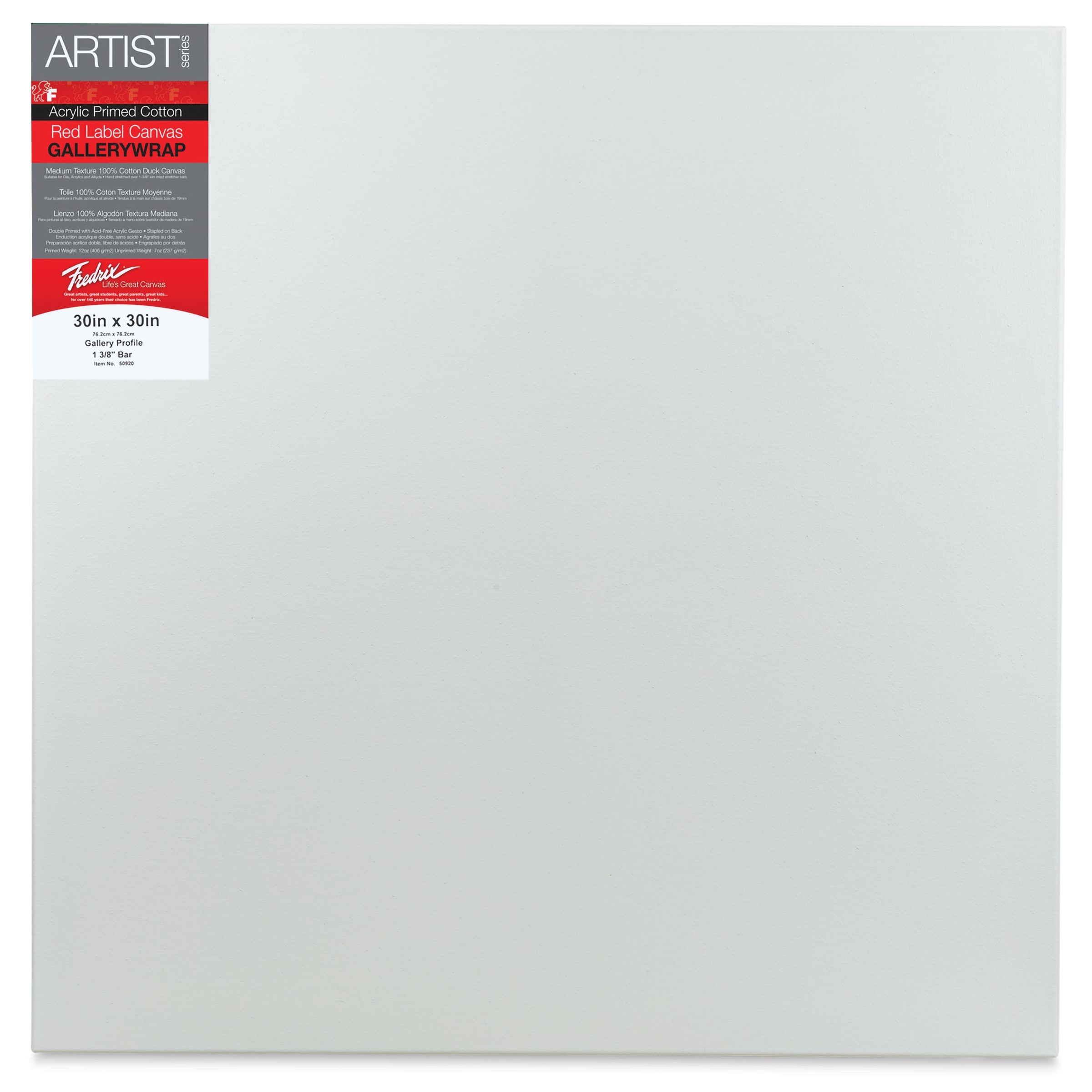 Fredrix Profile Cotton Canvas - 30" x 30", Gallerywrap