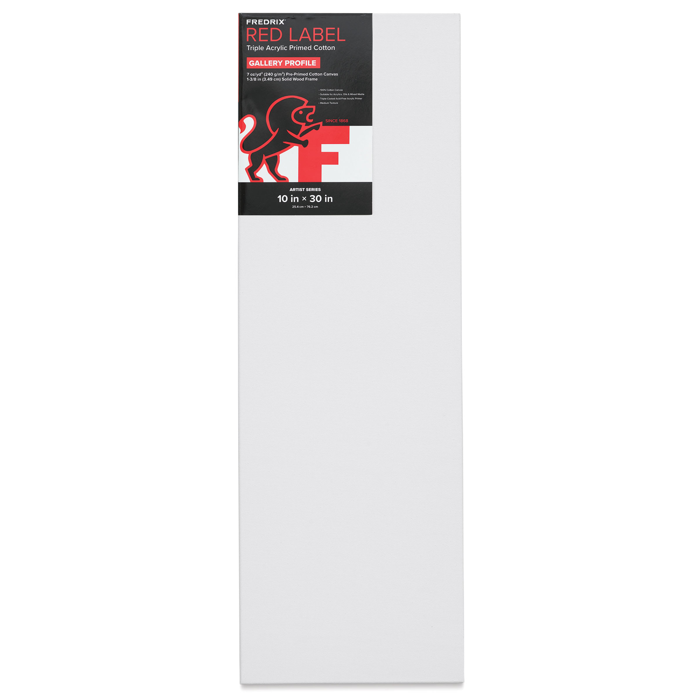 Fredrix Red Label Cotton Canvas - 10" x 30", Gallerywrap