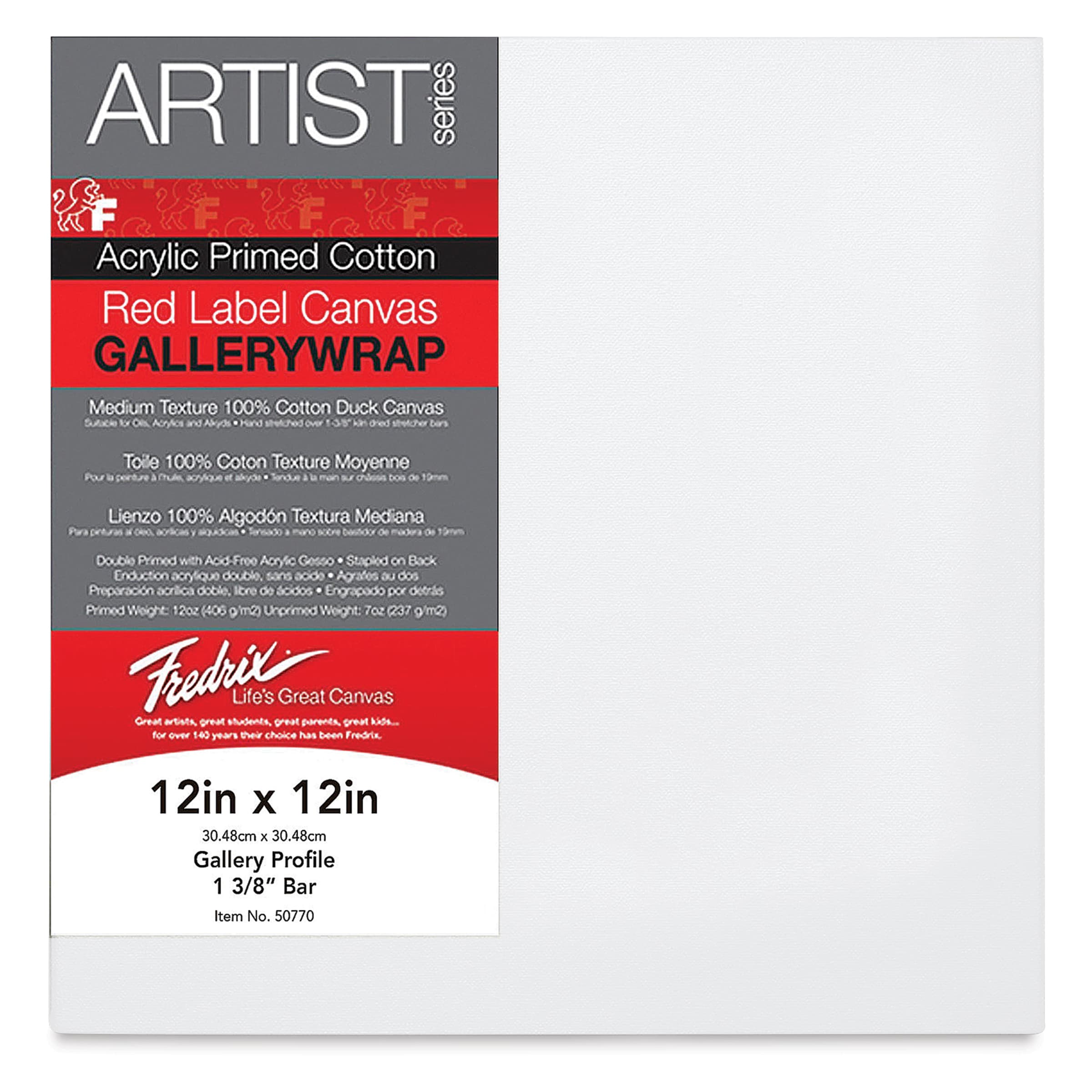 Fredrix Profile Cotton Canvas - 12" x 12", Gallerywrap