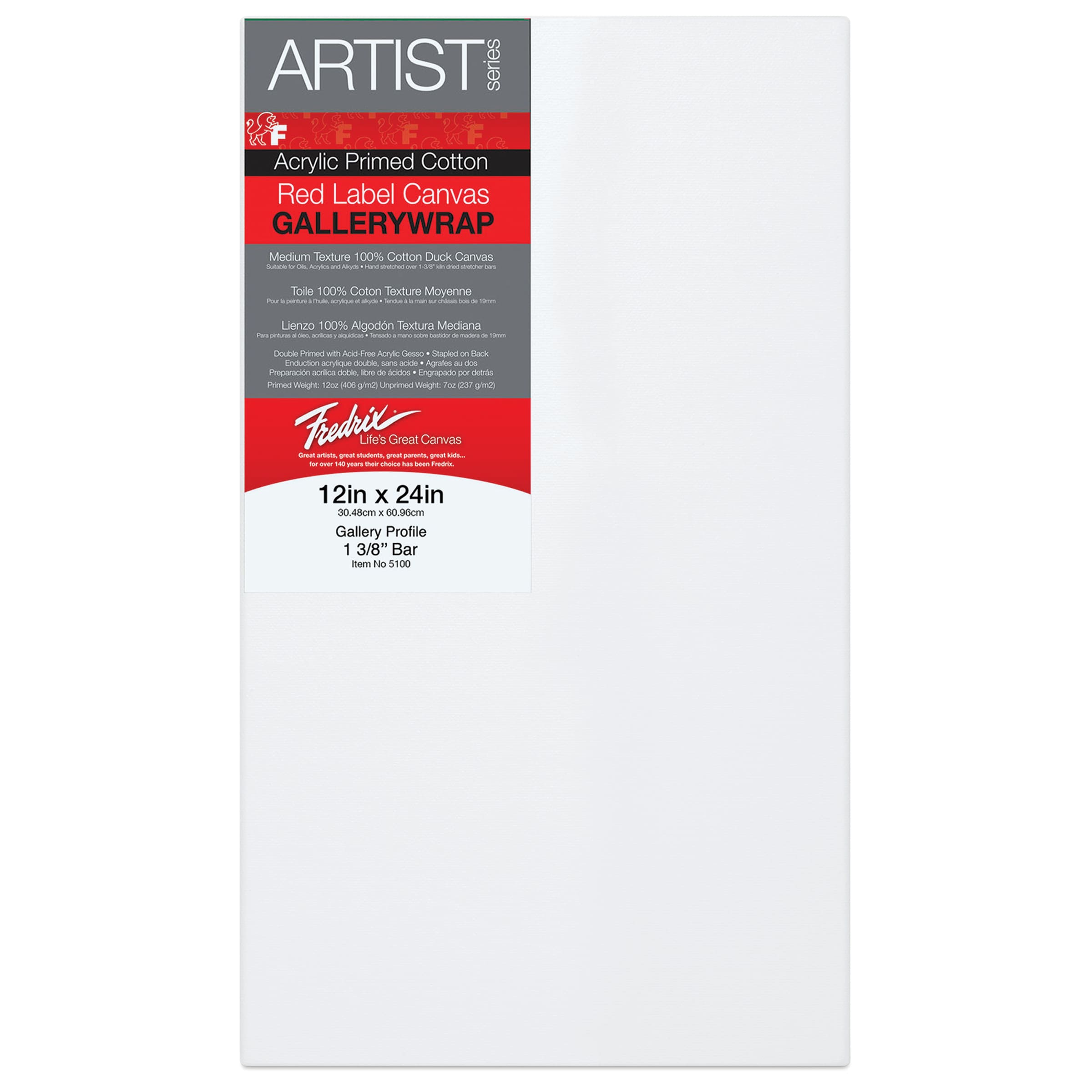 Fredrix Profile Cotton Canvas - 12" x 24", Gallerywrap