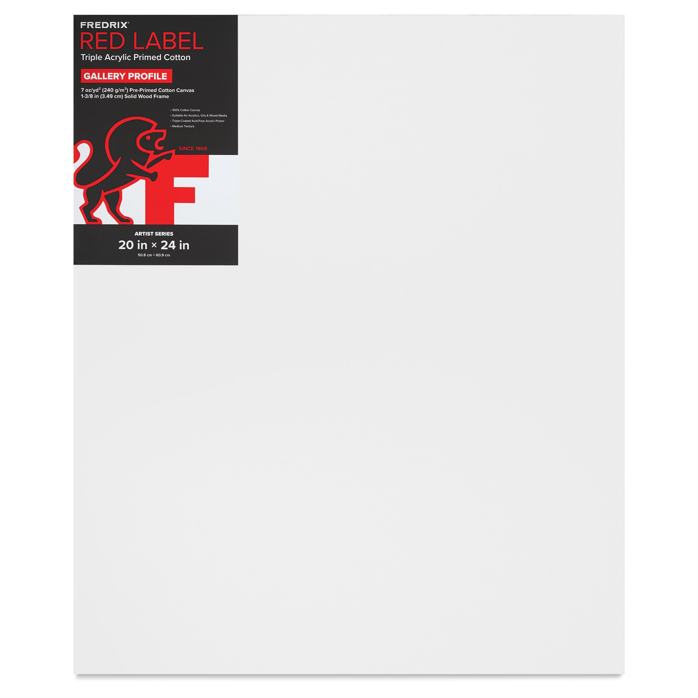 Fredrix Red Label Cotton Canvas - 20" x 24", Gallerywrap