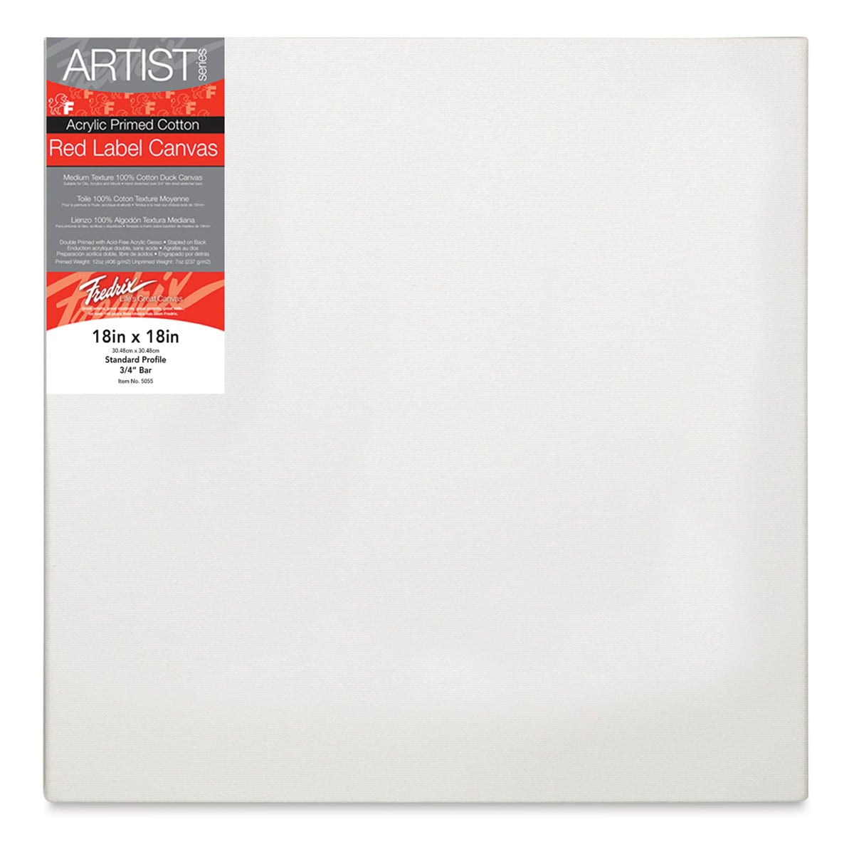 Fredrix Red Label Cotton Canvas - 18" x 18", 3/4" Profile