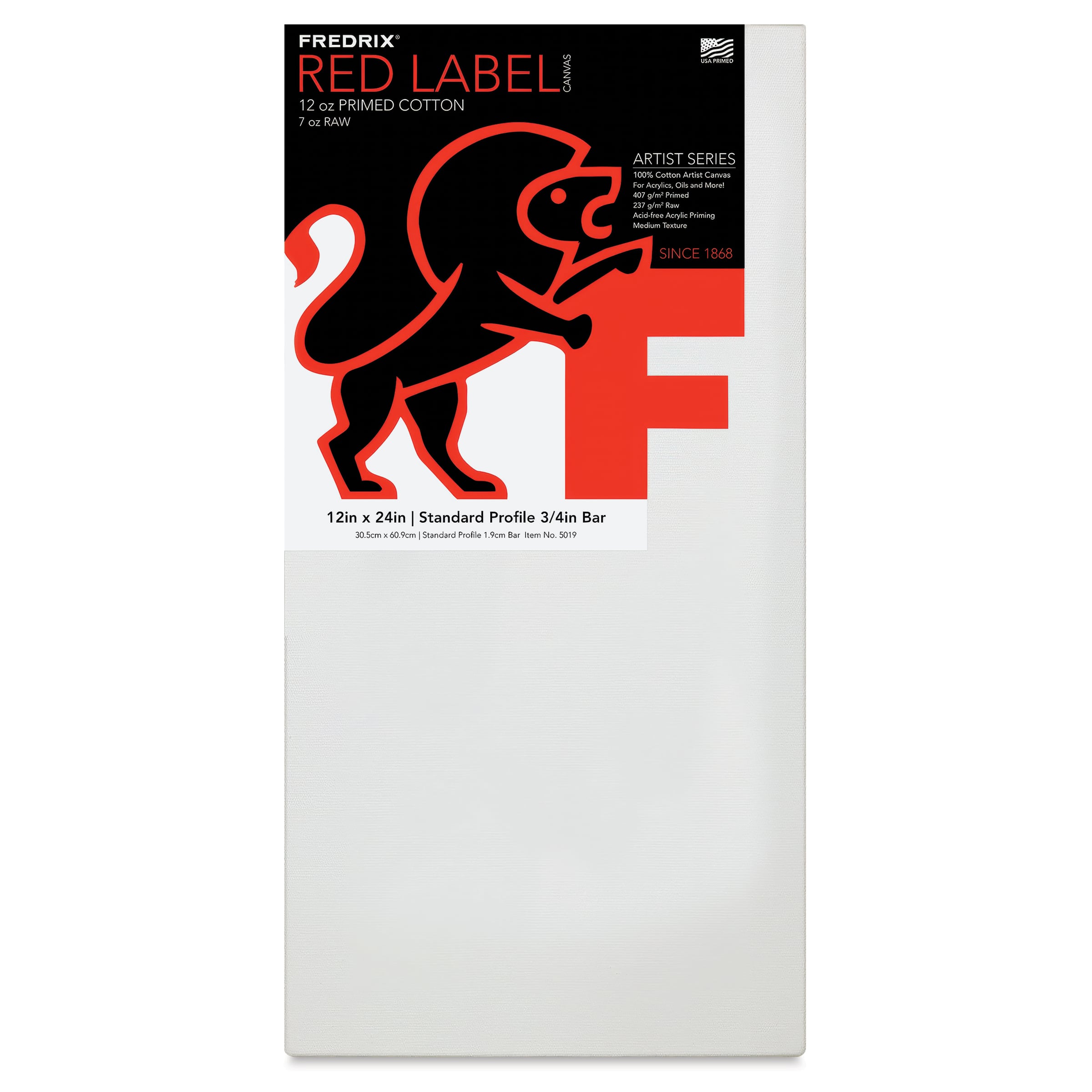 Fredrix Red Label Cotton Canvas - 12" x 24", 3/4" Profile