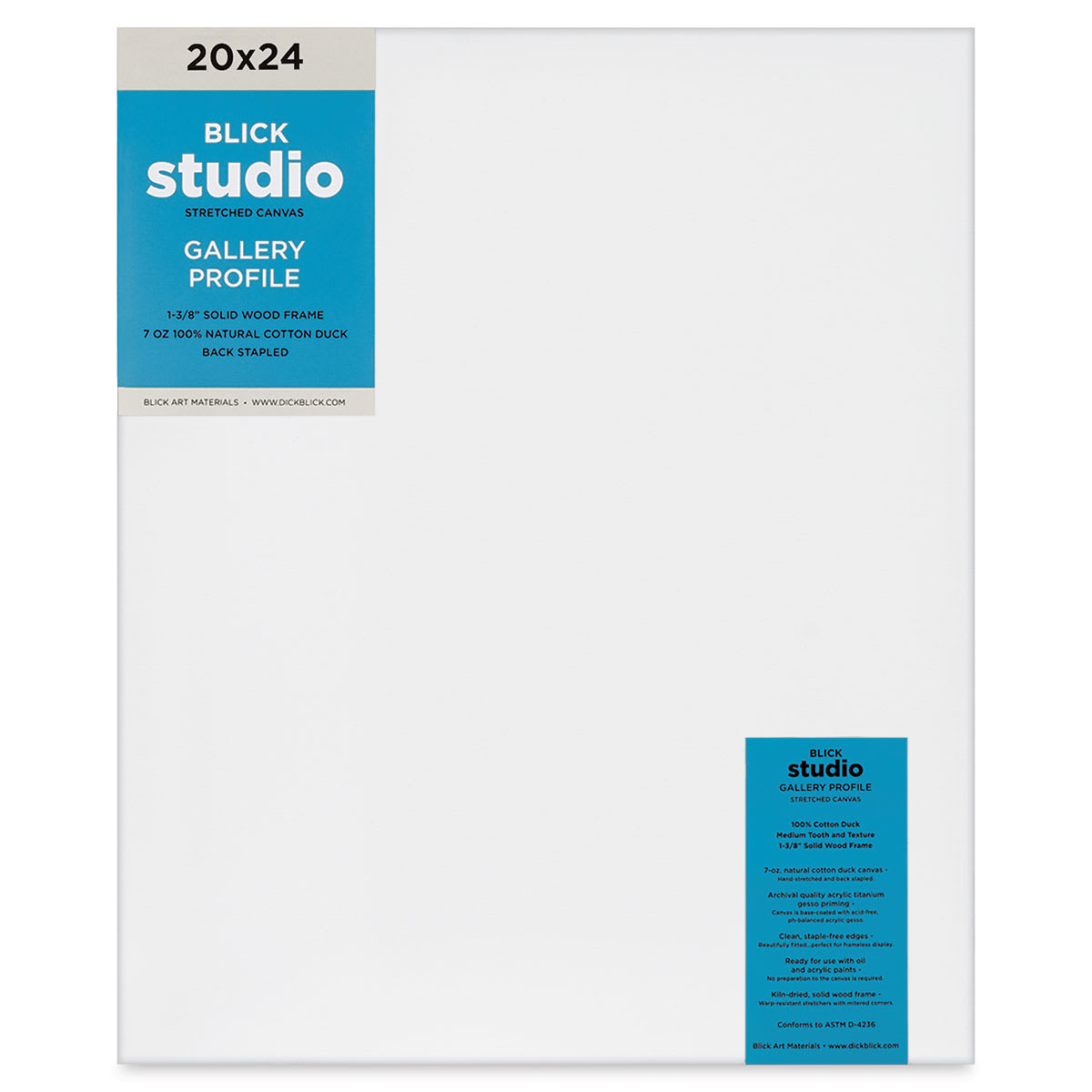 Blick Studio Stretched Cotton Canvas - Gallery Profile, 20" x 24"