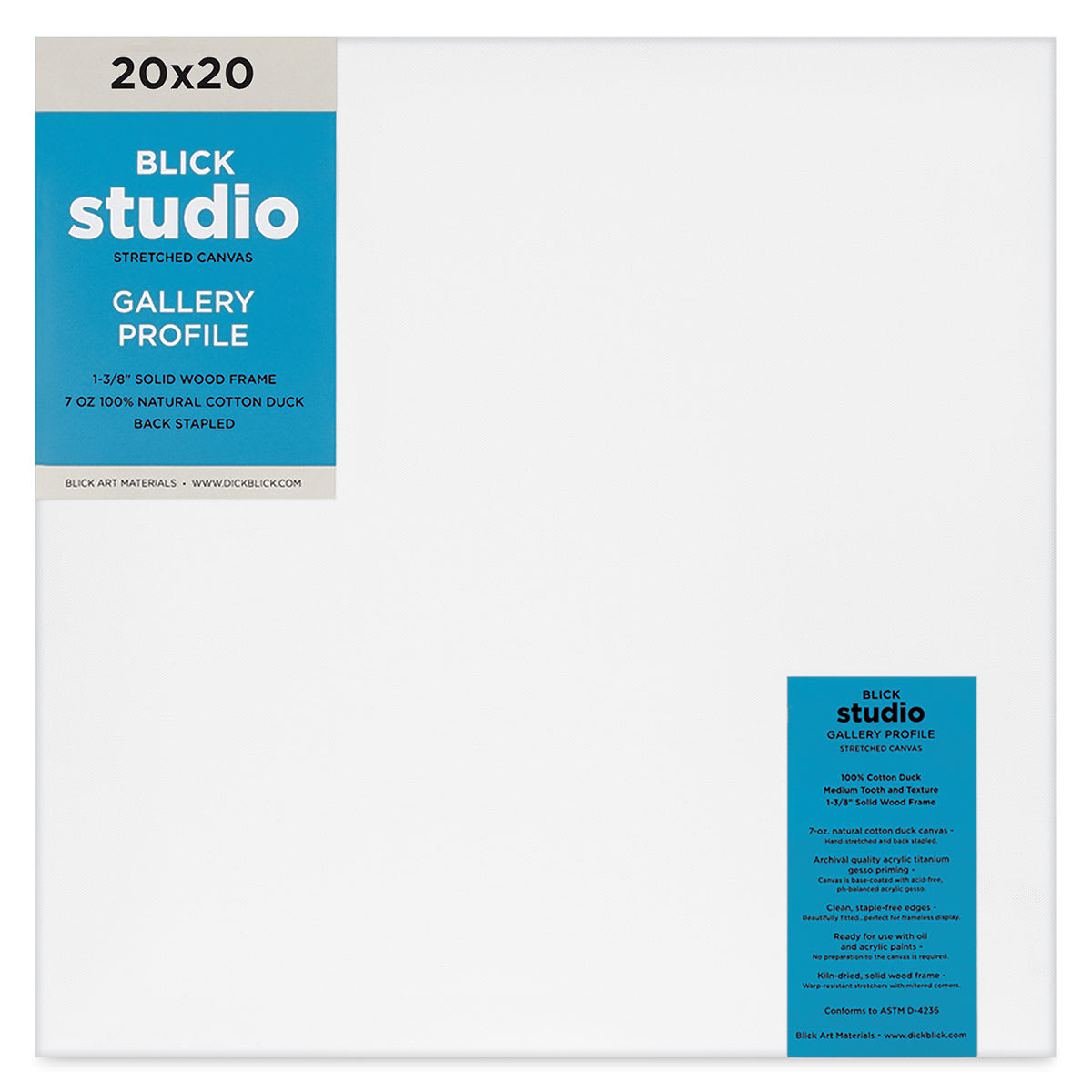 Blick Studio Stretched Cotton Canvas - Gallery Profile, 20" x 20"