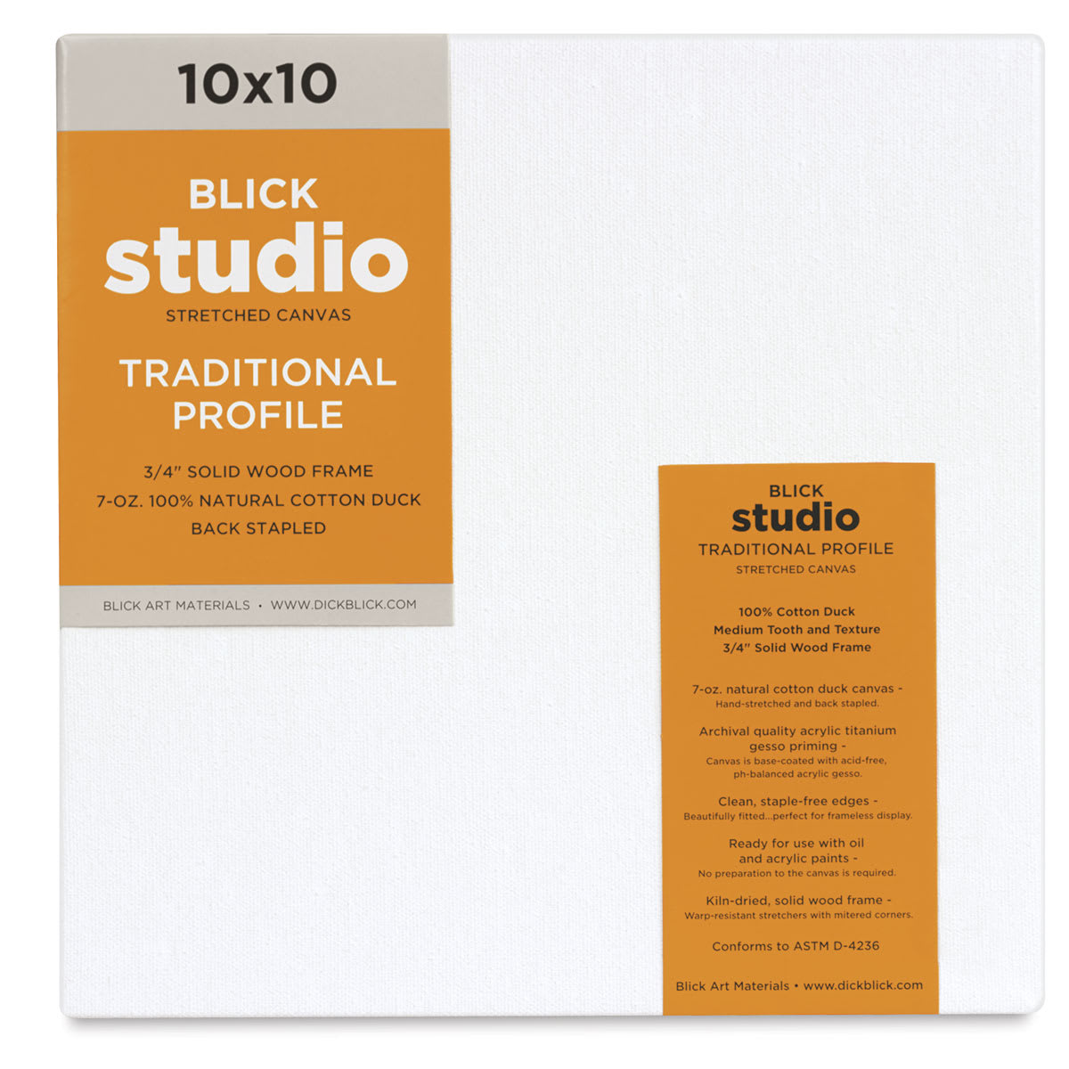 Blick Studio Stretched Cotton Canvas - Traditional Profile, 10" x 10"