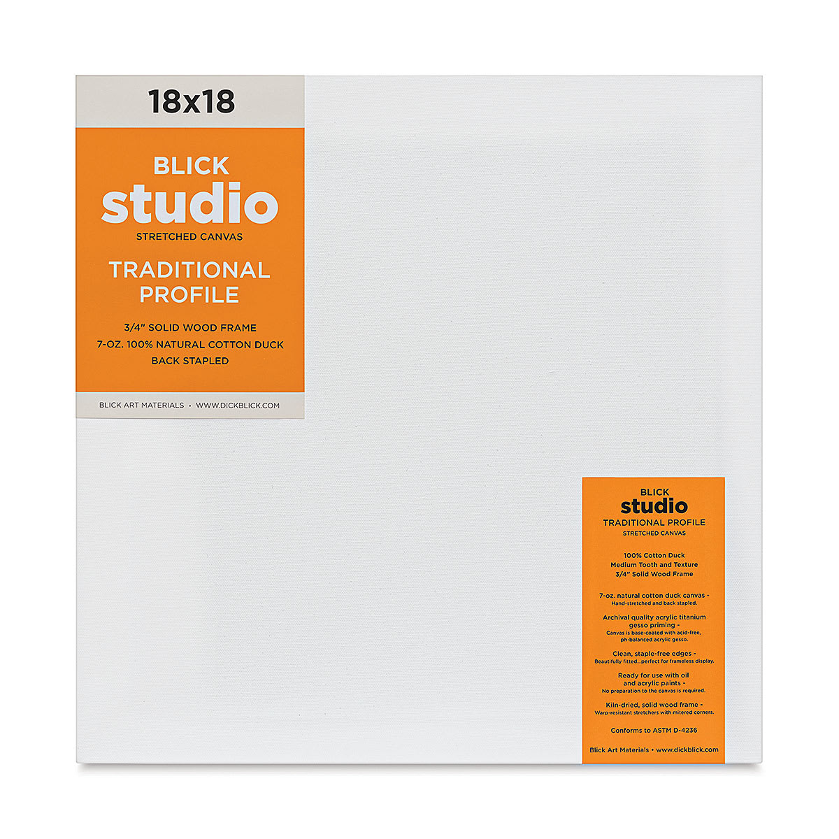 Blick Studio Stretched Cotton Canvas - Traditional Profile, 18" x 18"