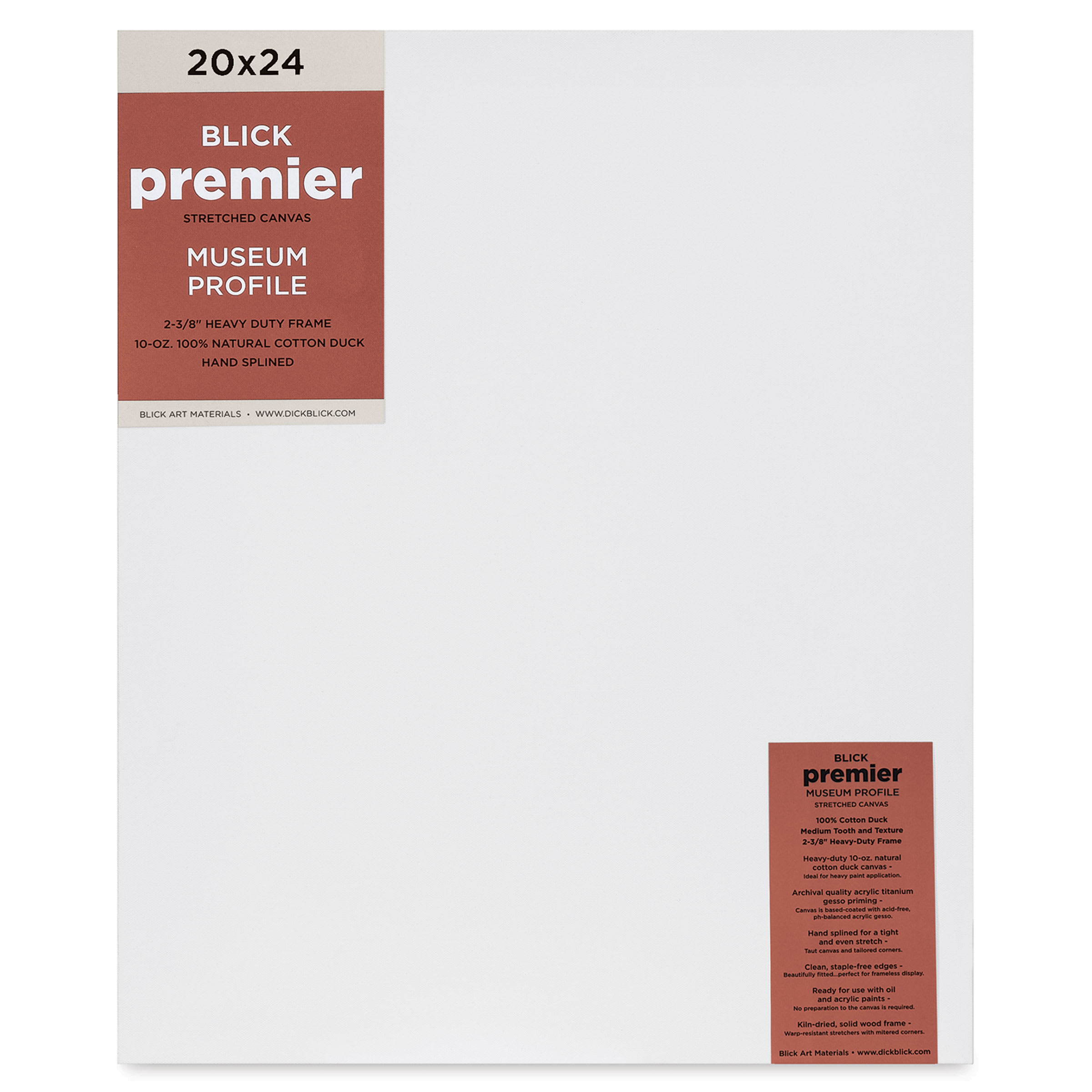 Blick Premier Stretched Cotton Canvas - Museum Profile, Splined, 20" x 24"