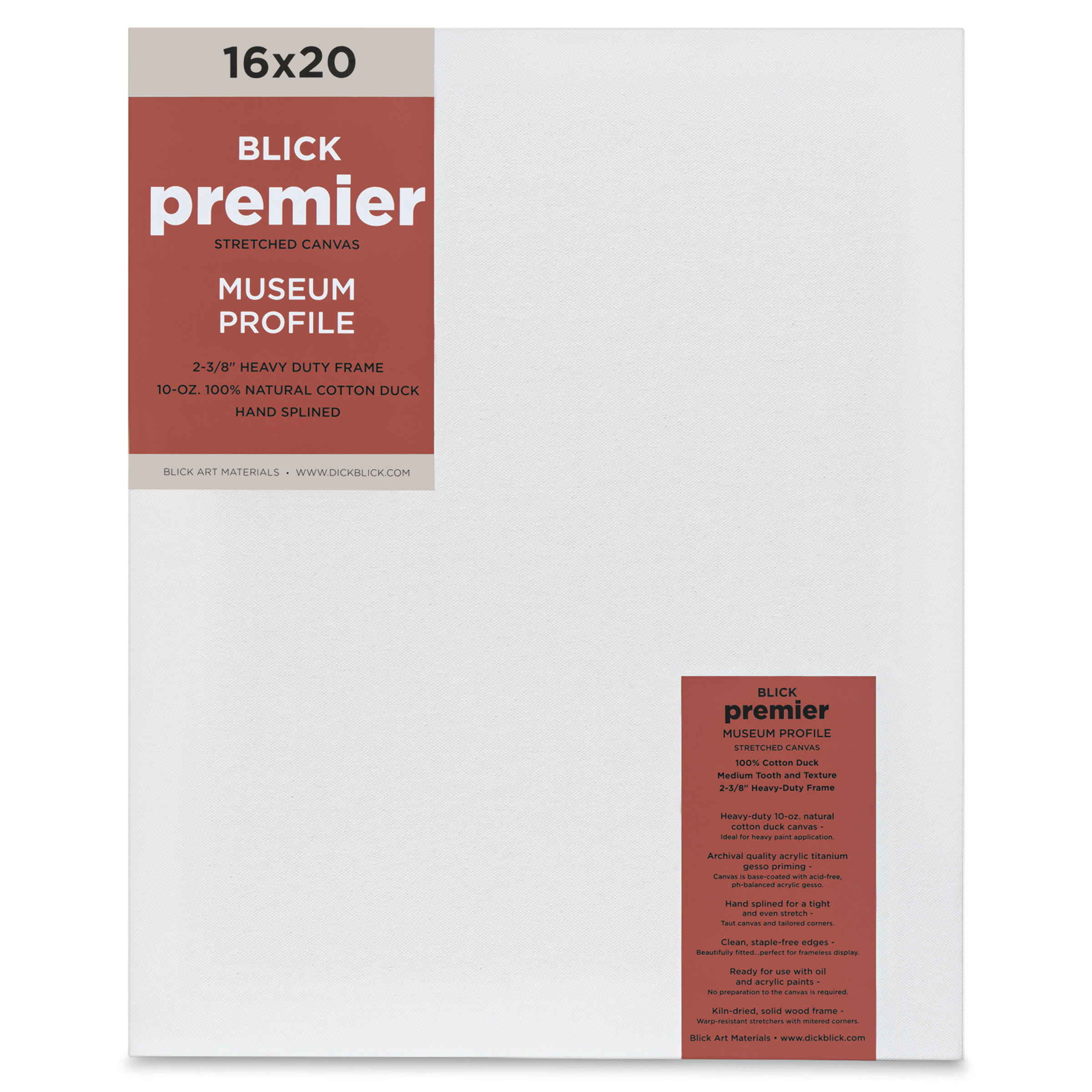 Blick Premier Stretched Cotton Canvas - Museum Profile, Splined, 16" x 20"