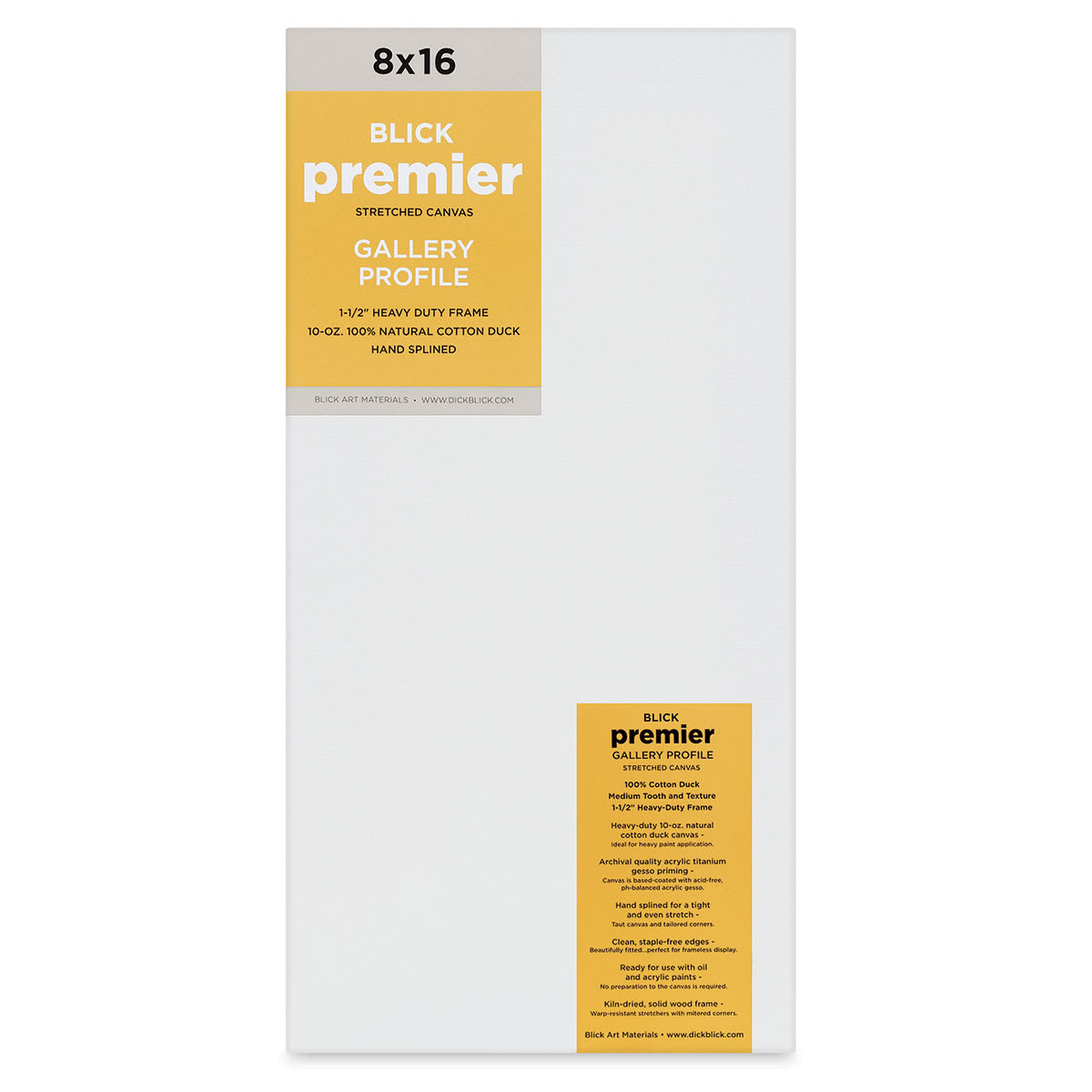 Blick Premier Stretched Cotton Canvas - Gallery Profile, Splined, 8" x 16"