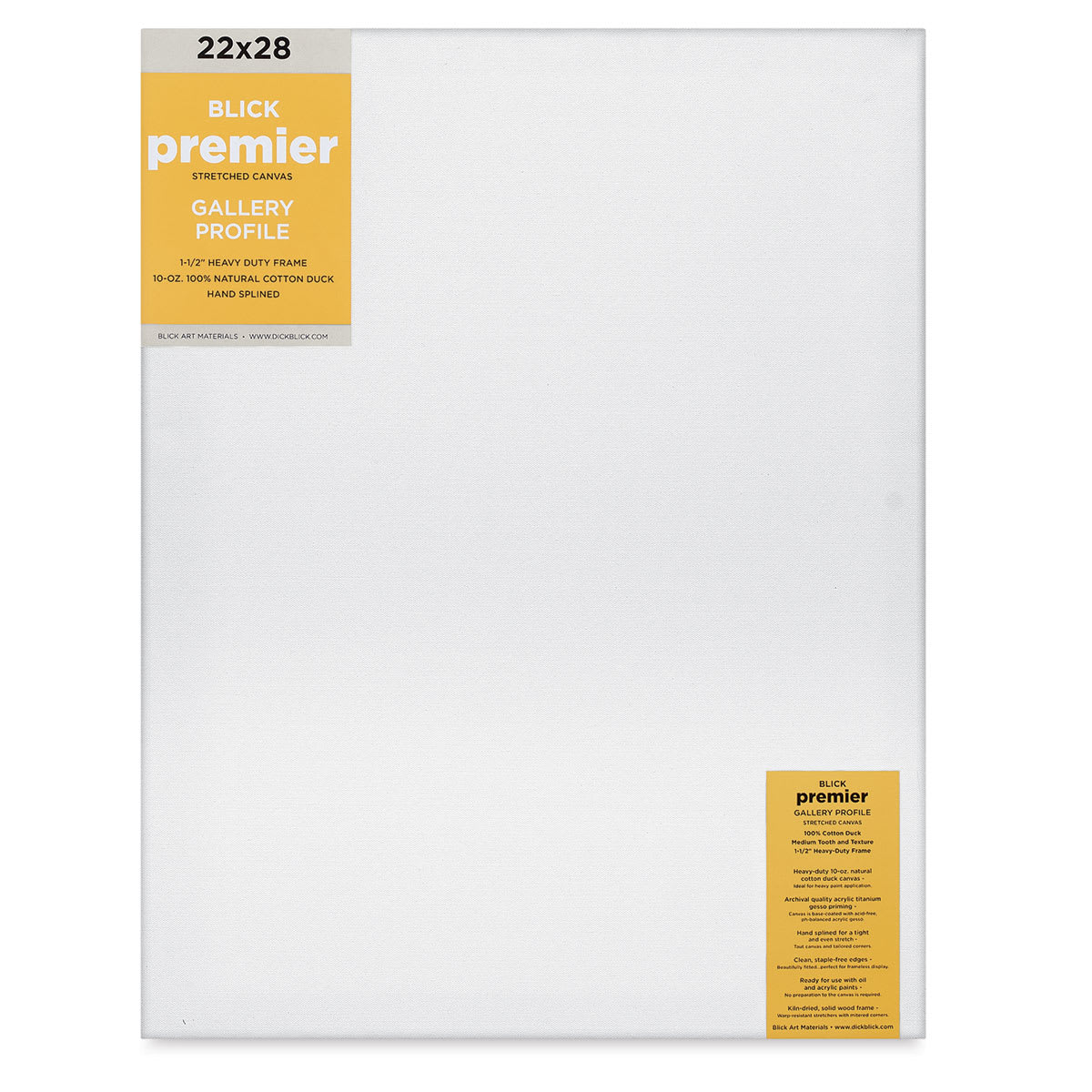 Blick Premier Stretched Cotton Canvas - Gallery Profile, Splined, 22" x 28"